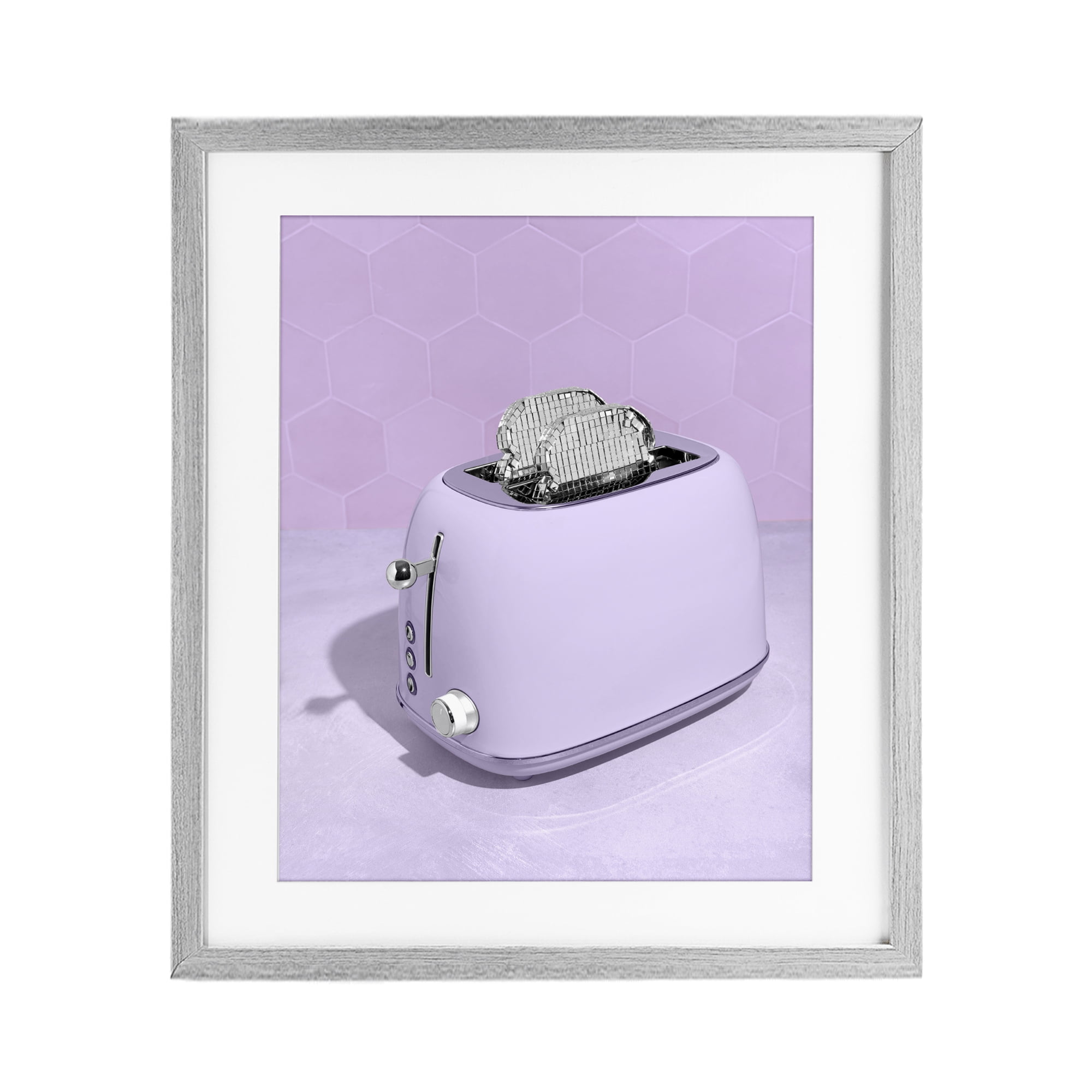 Stupell Industries Disco Toast over Purple Gray Framed Print Under Glass, design by LISH Creative