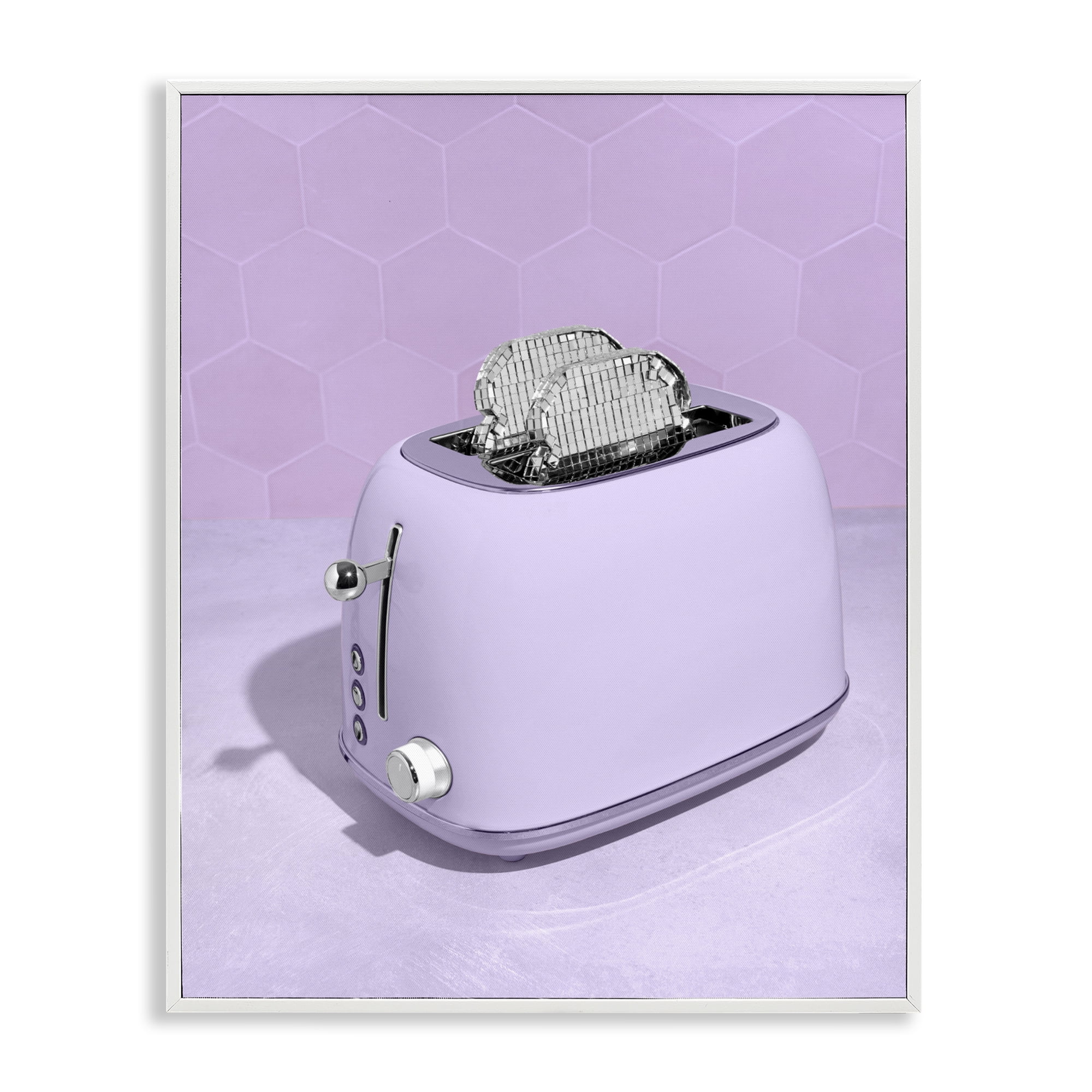 Stupell Industries Disco Toast over Purple White Framed Giclee Art, design by LISH Creative