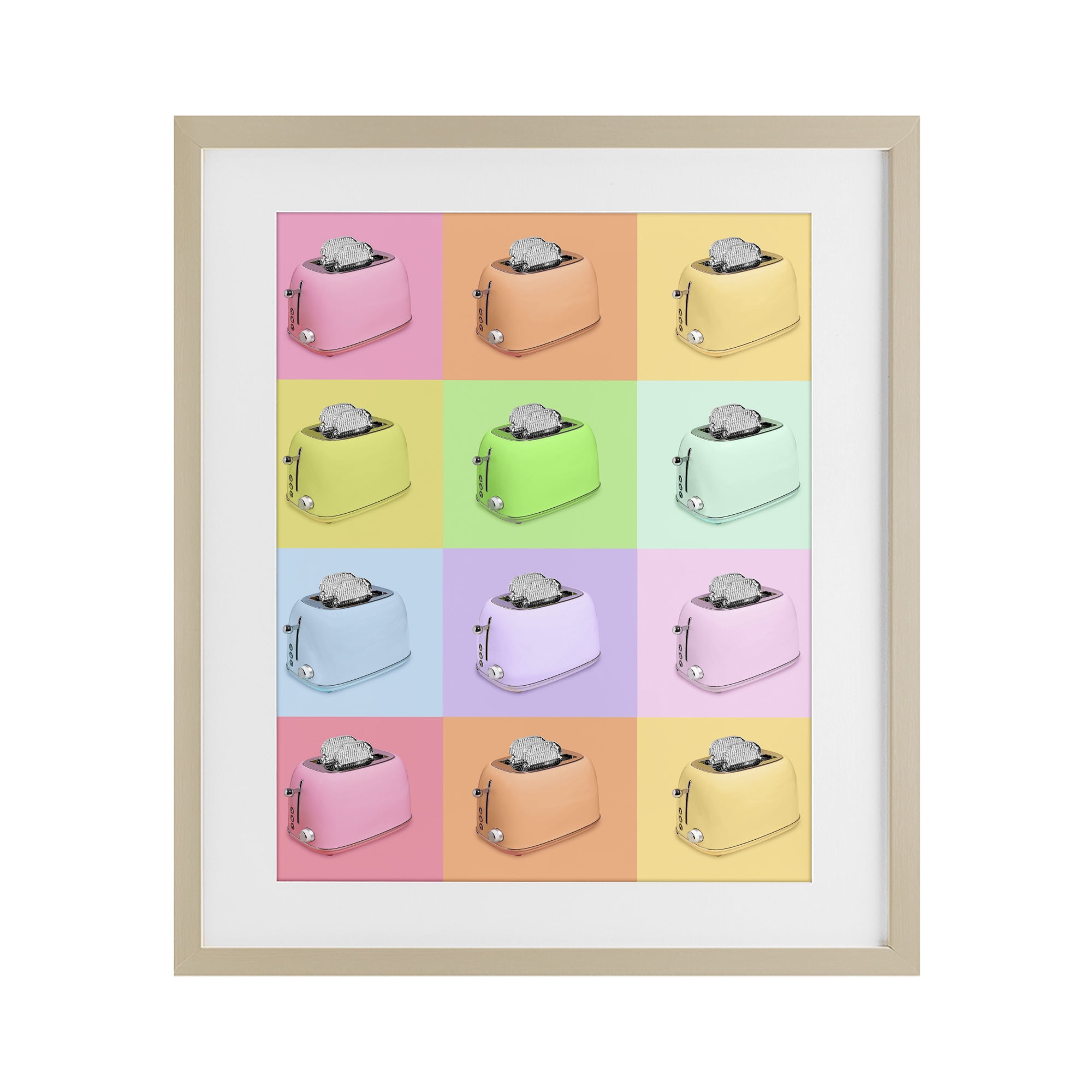 Stupell Industries Disco Toaster Oven Collage Birch Framed Print Under Glass, design by LISH Creative