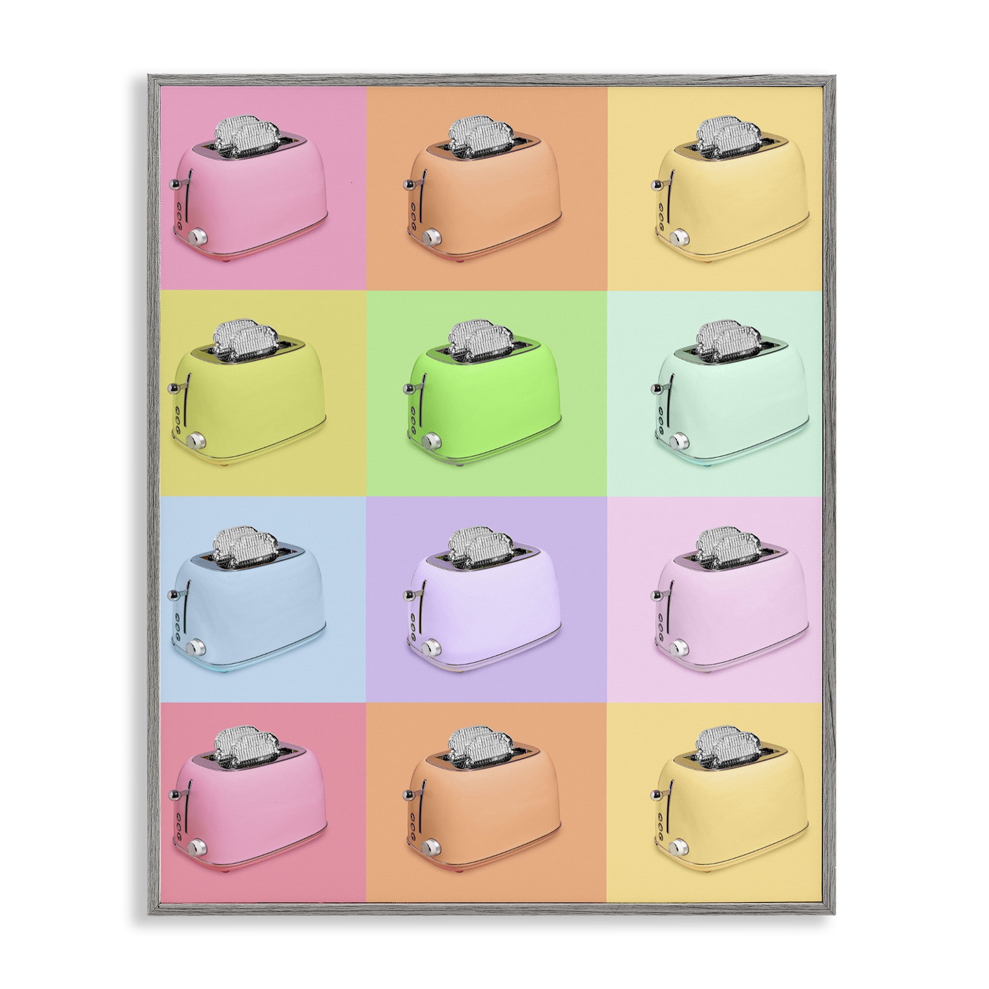 Stupell Industries Disco Toaster Oven Collage Gray Framed Giclee Art, design by LISH Creative