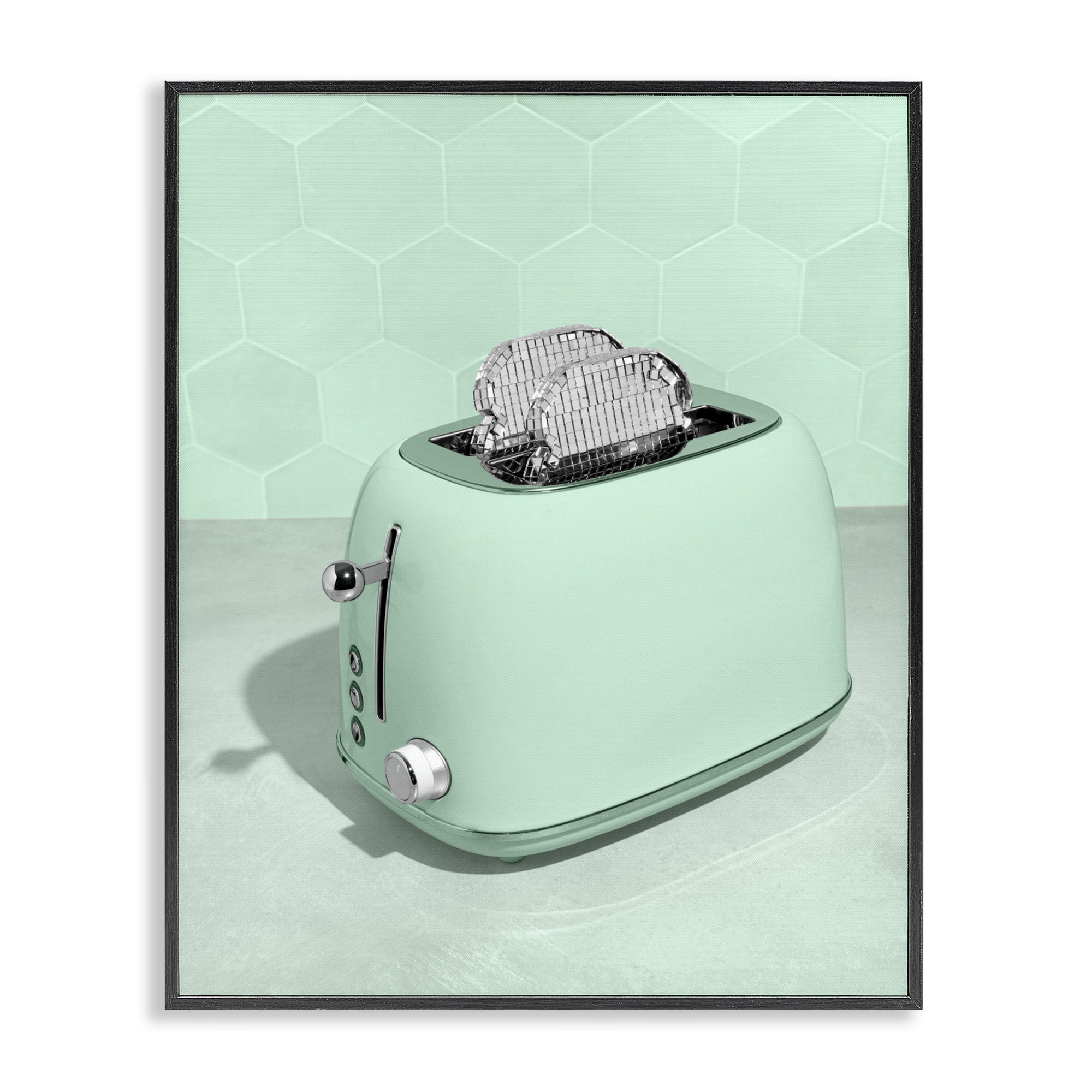 Stupell Industries Disco Toaster Over Green Black Framed Giclee Art, design by LISH Creative