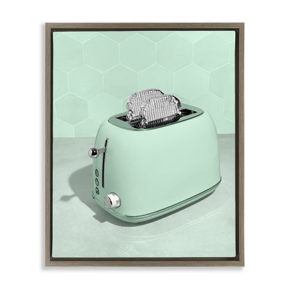 Stupell Industries Contemporary Disco Toaster Over Green Brown Floating Frame Canvas Art, 25 x 31, by LISH Creative