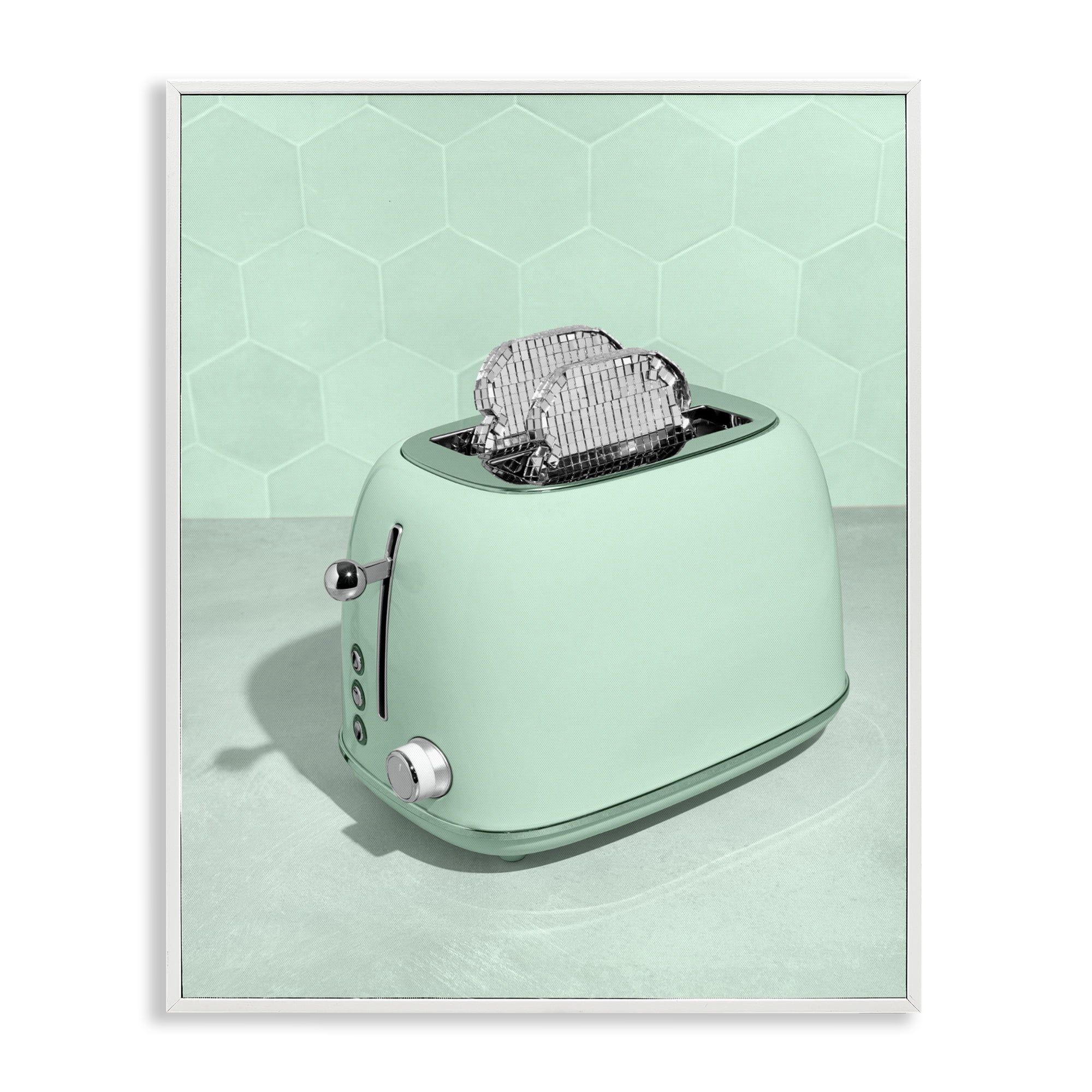 Stupell Industries Disco Toaster Over Green White Framed Giclee Art, design by LISH Creative