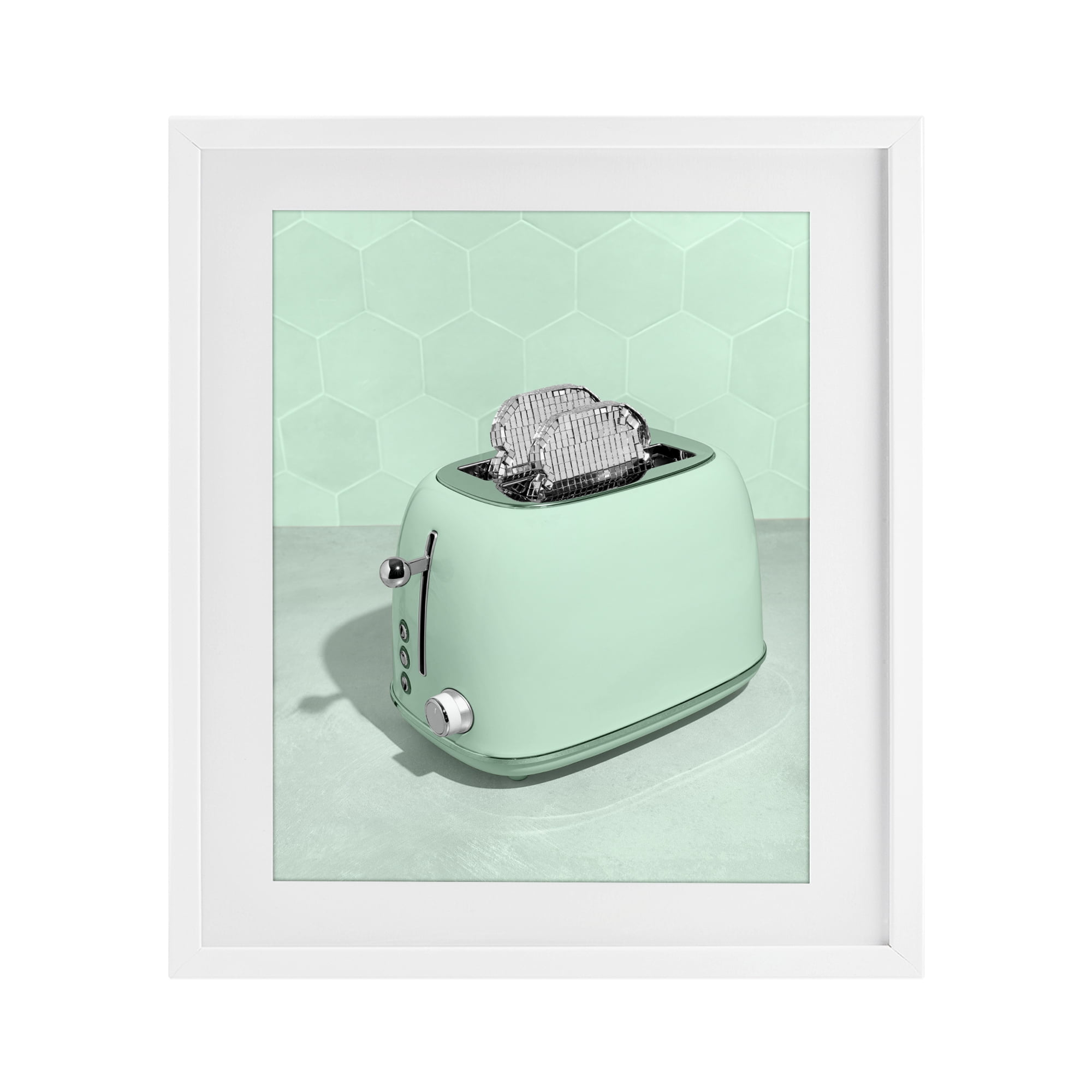 Stupell Industries Disco Toaster Over Green White Framed Print Under Glass, design by LISH Creative