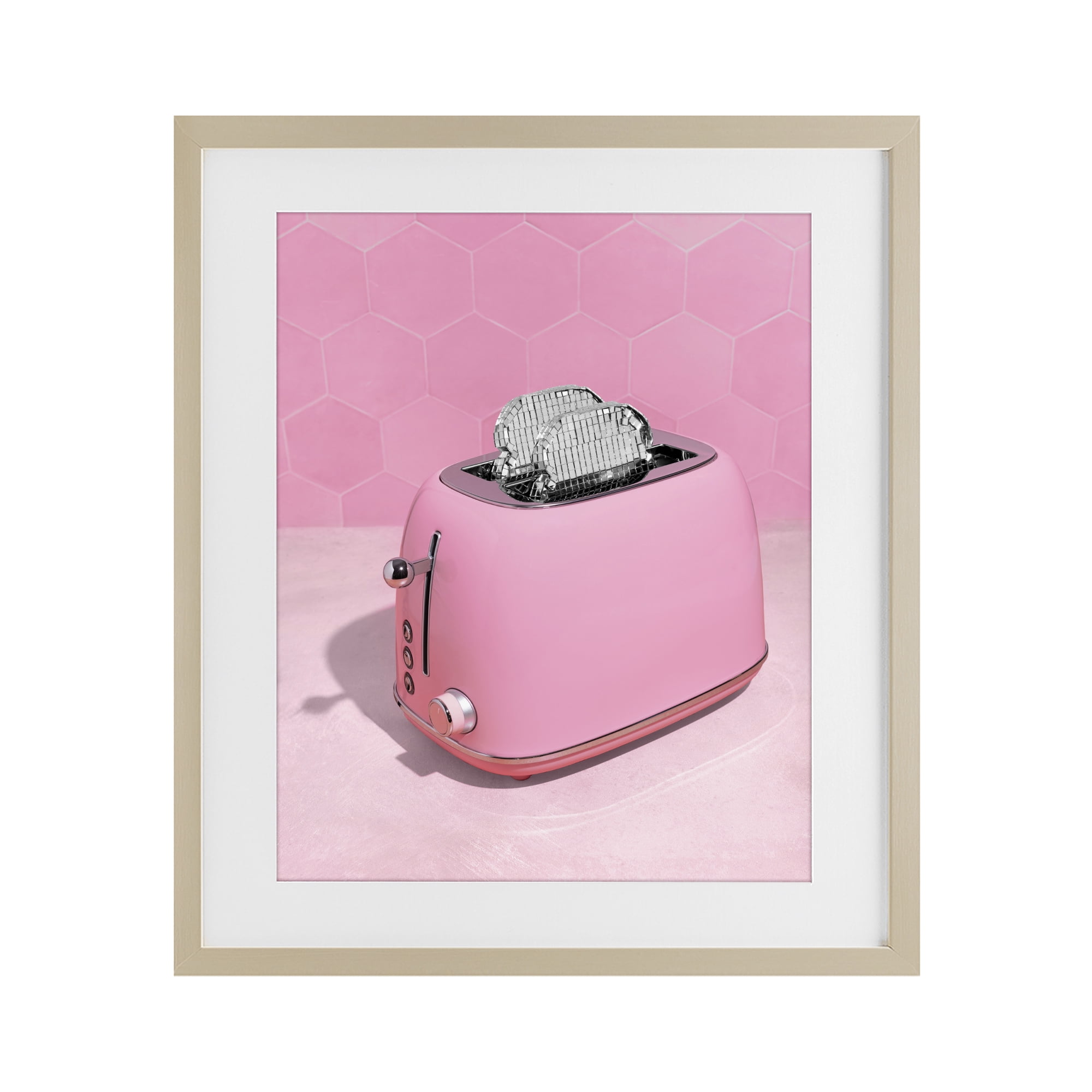 Stupell Industries Disco Toaster over Pink Birch Framed Print Under Glass, design by LISH Creative
