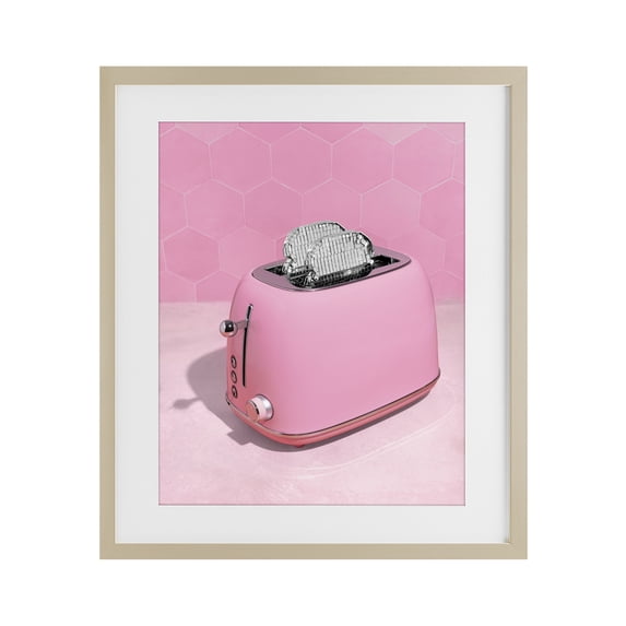 Stupell Industries Glam Disco Toaster over Pink Birch Framed Print Under Glass, 17 x 21, by LISH Creative