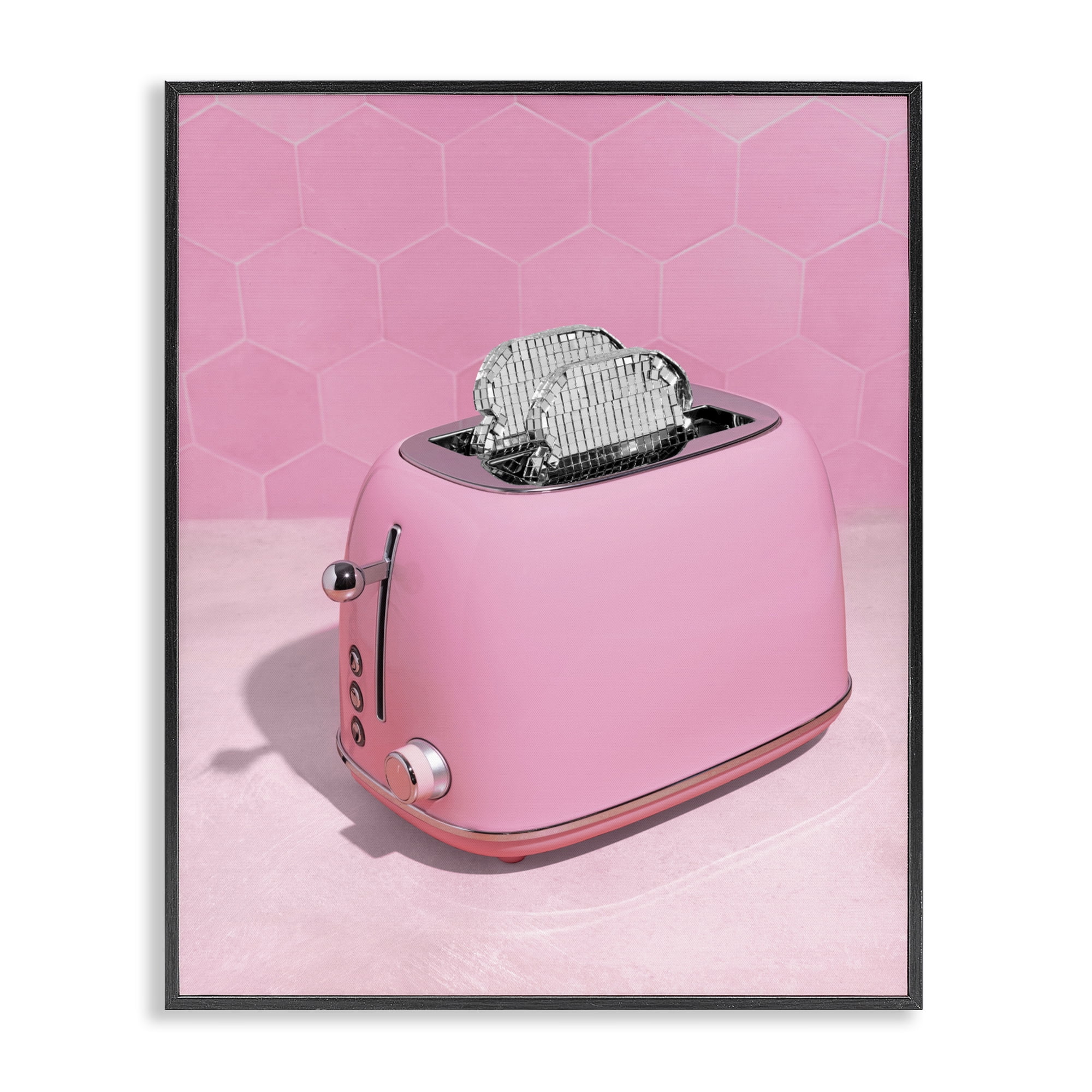 Stupell Industries Disco Toaster over Pink Black Framed Giclee Art, design by LISH Creative