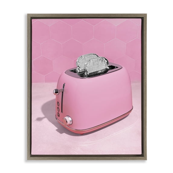 Stupell Industries Glam Disco Toaster over Pink Brown Floating Frame Canvas Art, 25 x 31, by LISH Creative