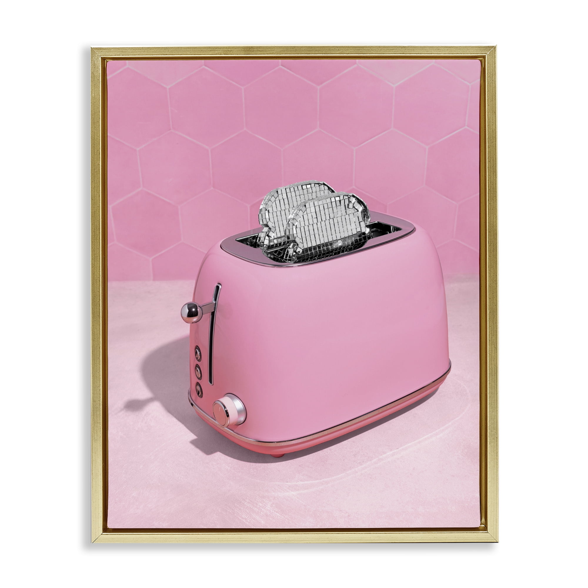Stupell Industries Disco Toaster over Pink Gold Framed Floater Canvas Wall Art, design by LISH Creative