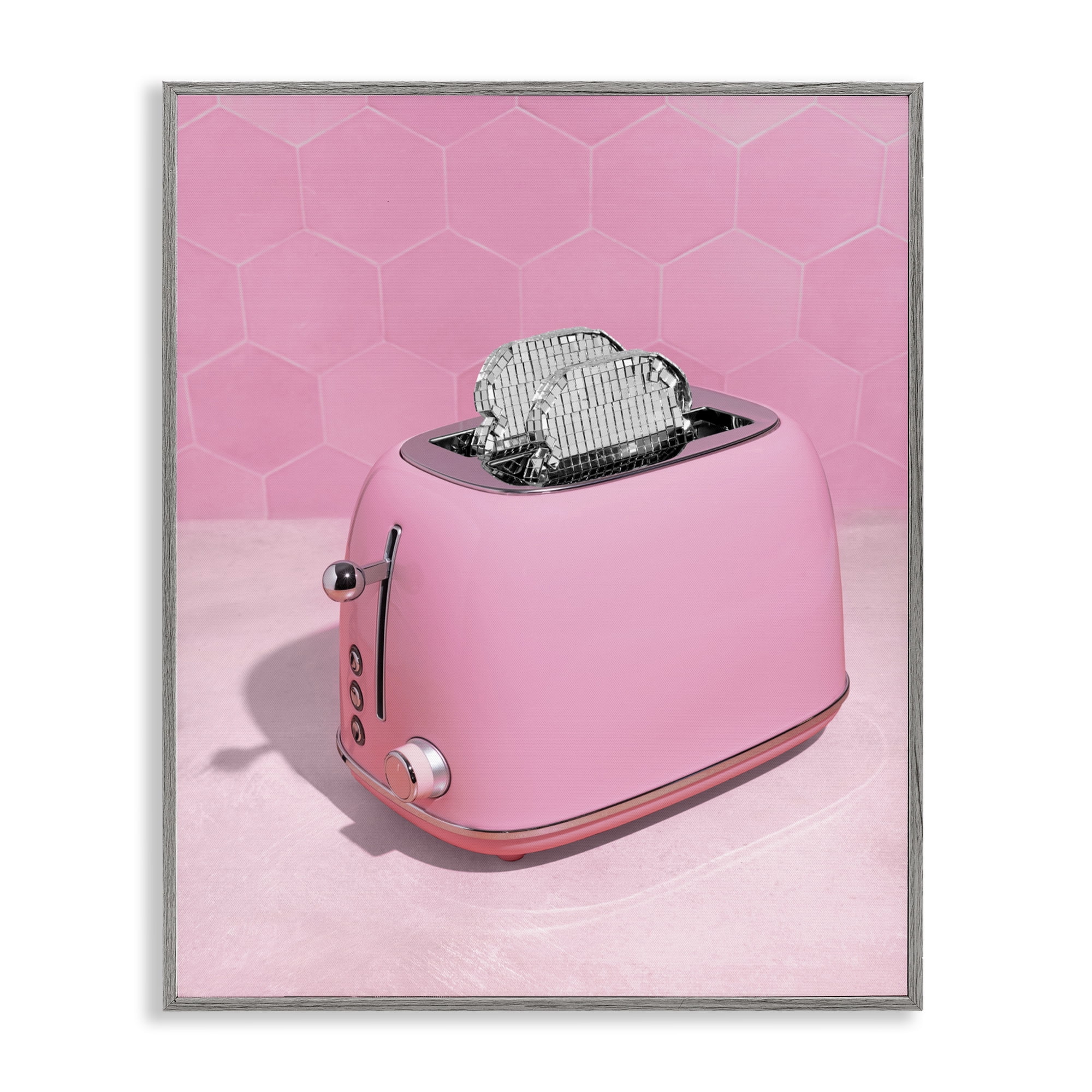 Stupell Industries Disco Toaster over Pink Gray Framed Giclee Art, design by LISH Creative
