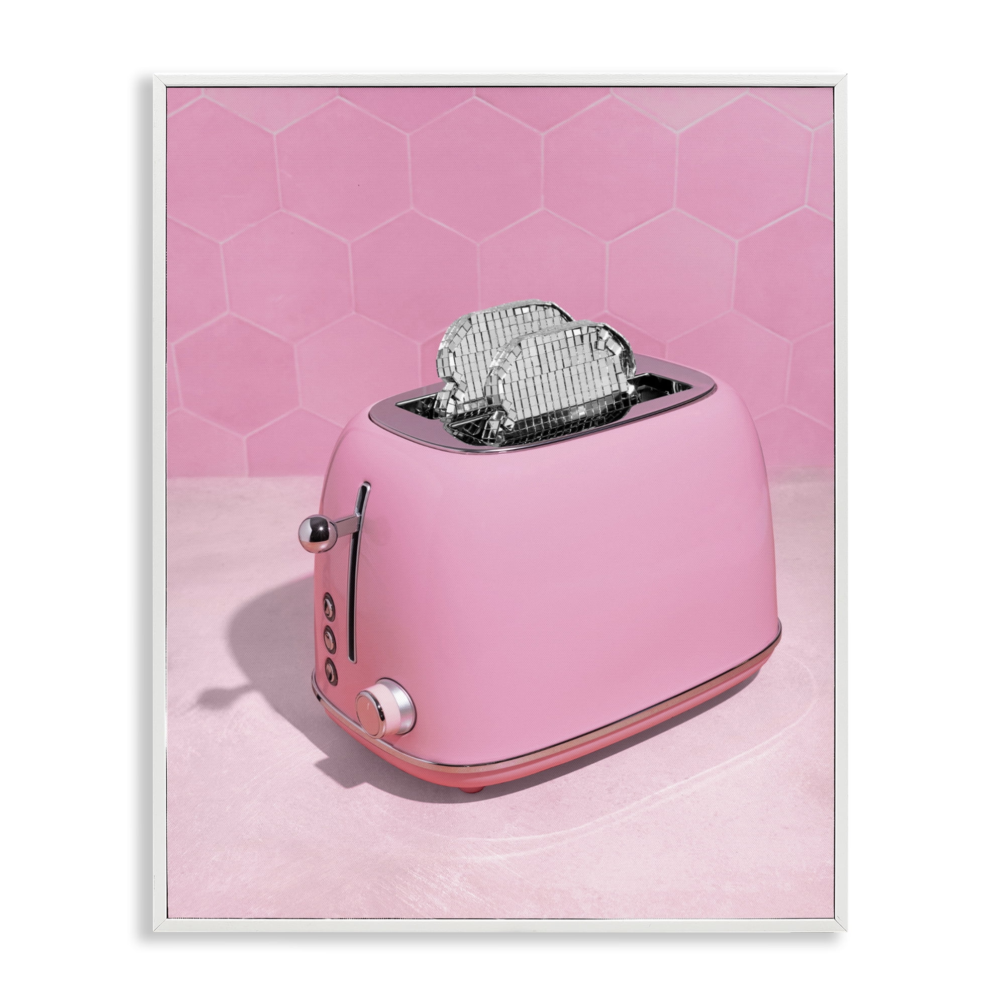 Stupell Industries Disco Toaster over Pink White Framed Giclee Art, design by LISH Creative