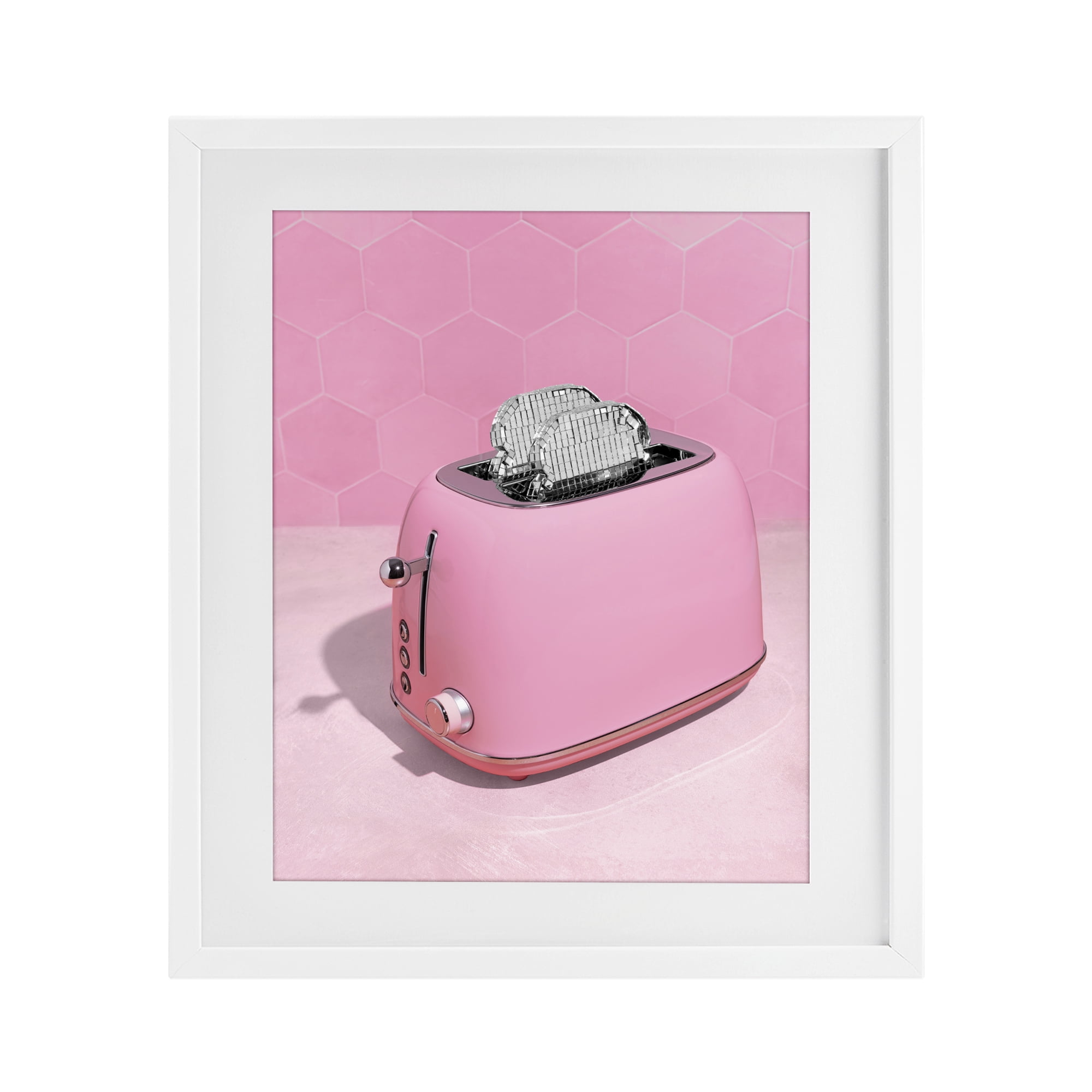 Stupell Industries Disco Toaster over Pink White Framed Print Under Glass, design by LISH Creative