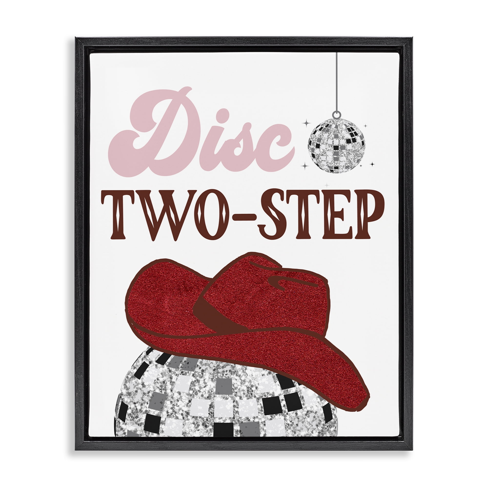 Stupell Industries Disco Two-Step Phrase Text & Numbers Painting Black Floater Framed Canvas Art Print Wall Art, 25 x 31