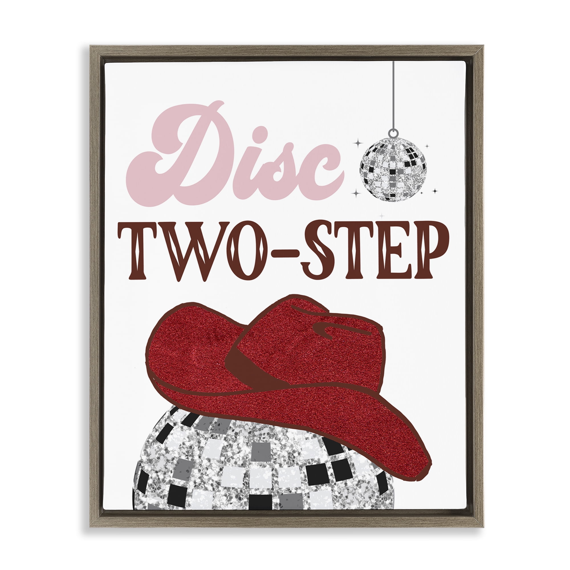 Stupell Industries Disco Two-Step Phrase Text & Numbers Painting Brown Floater Framed Canvas Art Print Wall Art, 17 x 21
