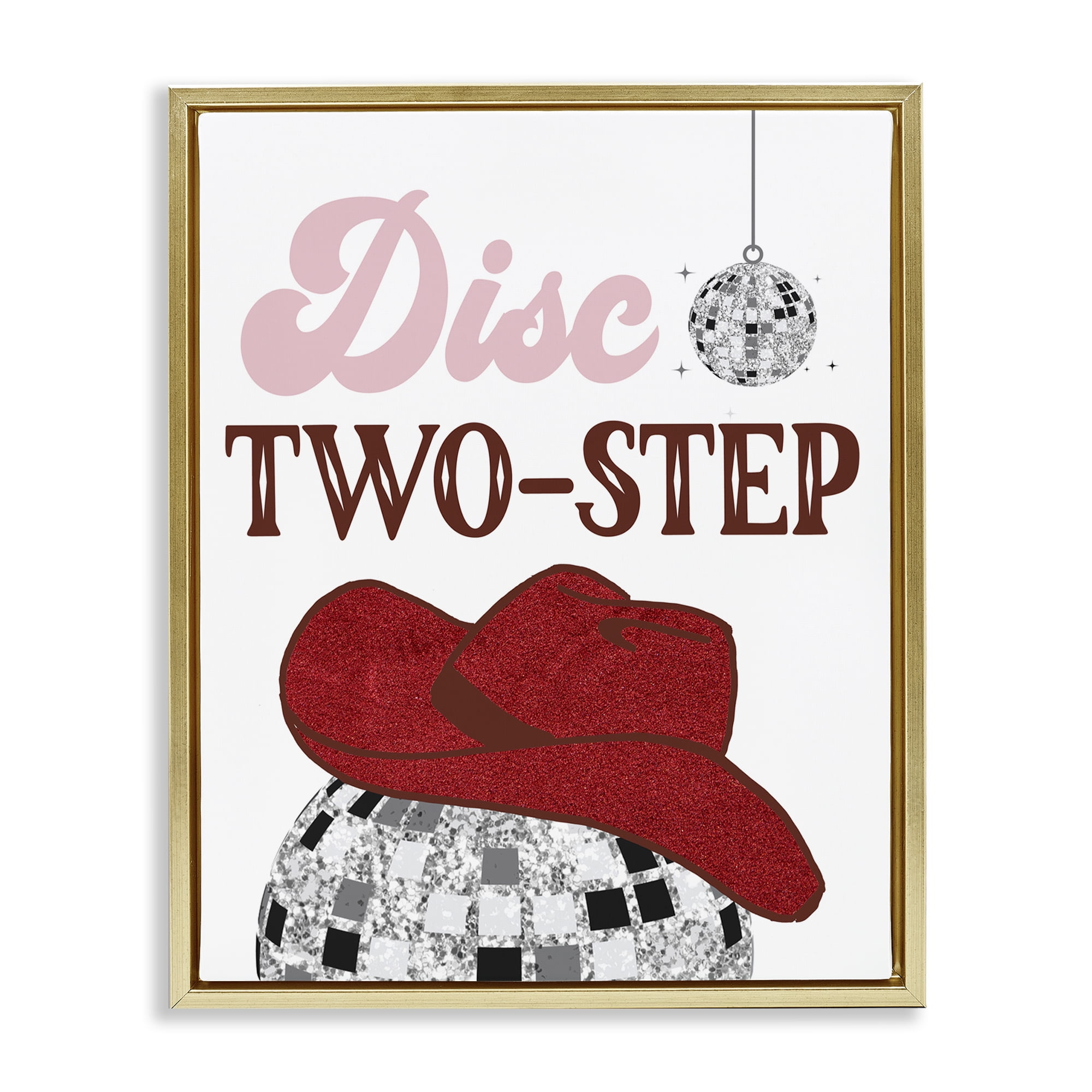 Stupell Industries Disco Two-Step Phrase Text & Numbers Painting Gold Floater Framed Canvas Art Print Wall Art, 17 x 21