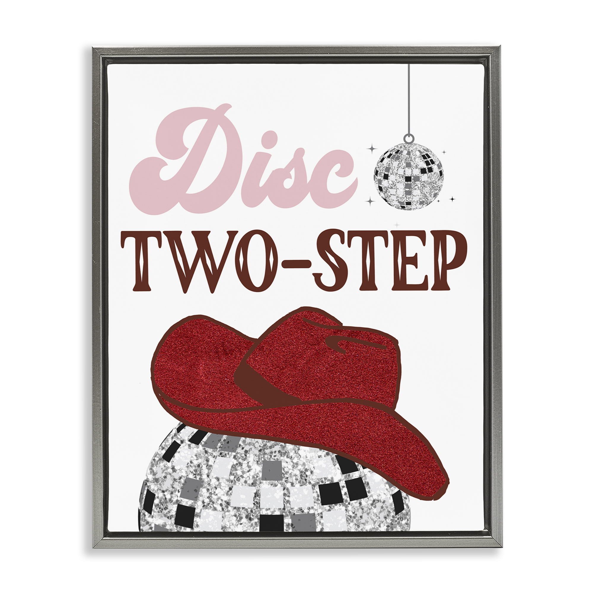 Stupell Industries Disco Two-Step Phrase Text & Numbers Painting Gray Floater Framed Canvas Art Print Wall Art, 17 x 21