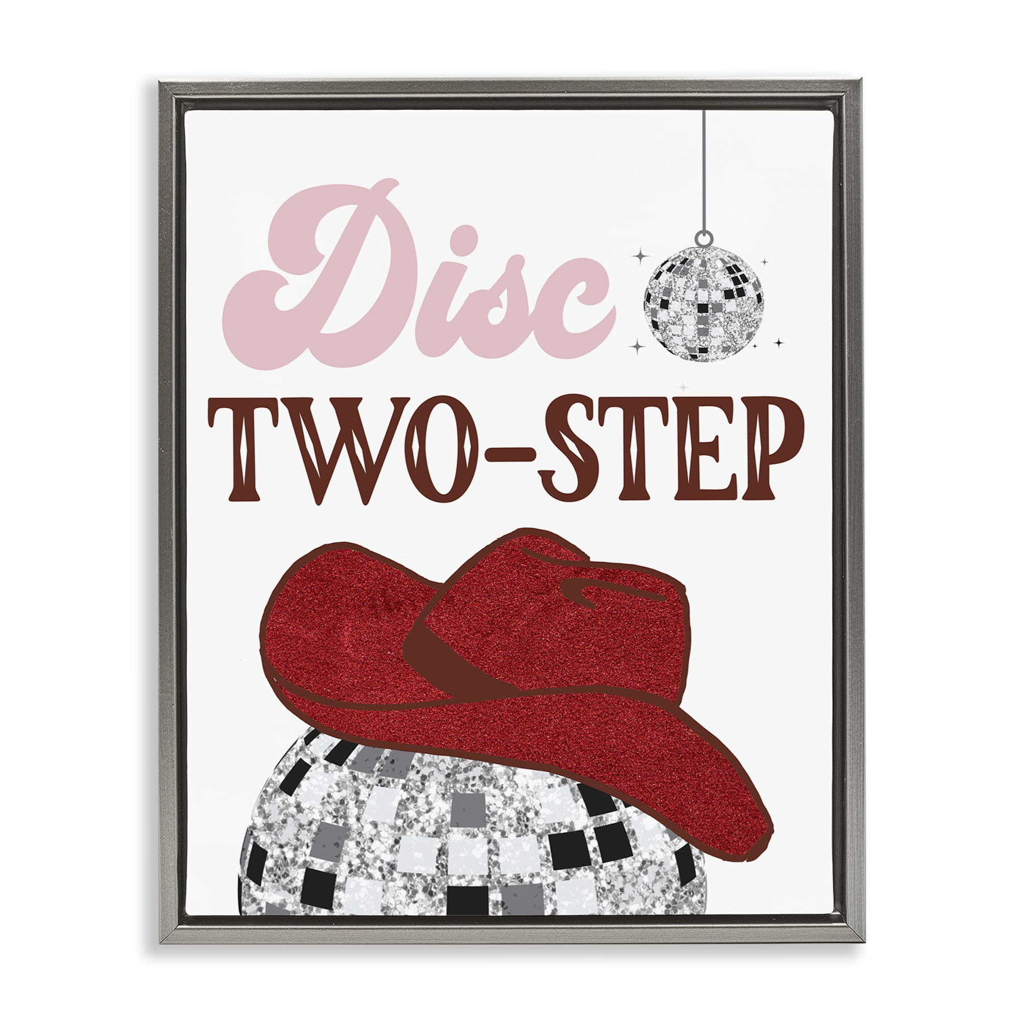 Stupell Industries Disco Two-Step Phrase Text & Numbers Painting Gray Floater Framed Canvas Art Print Wall Art, 25 x 31