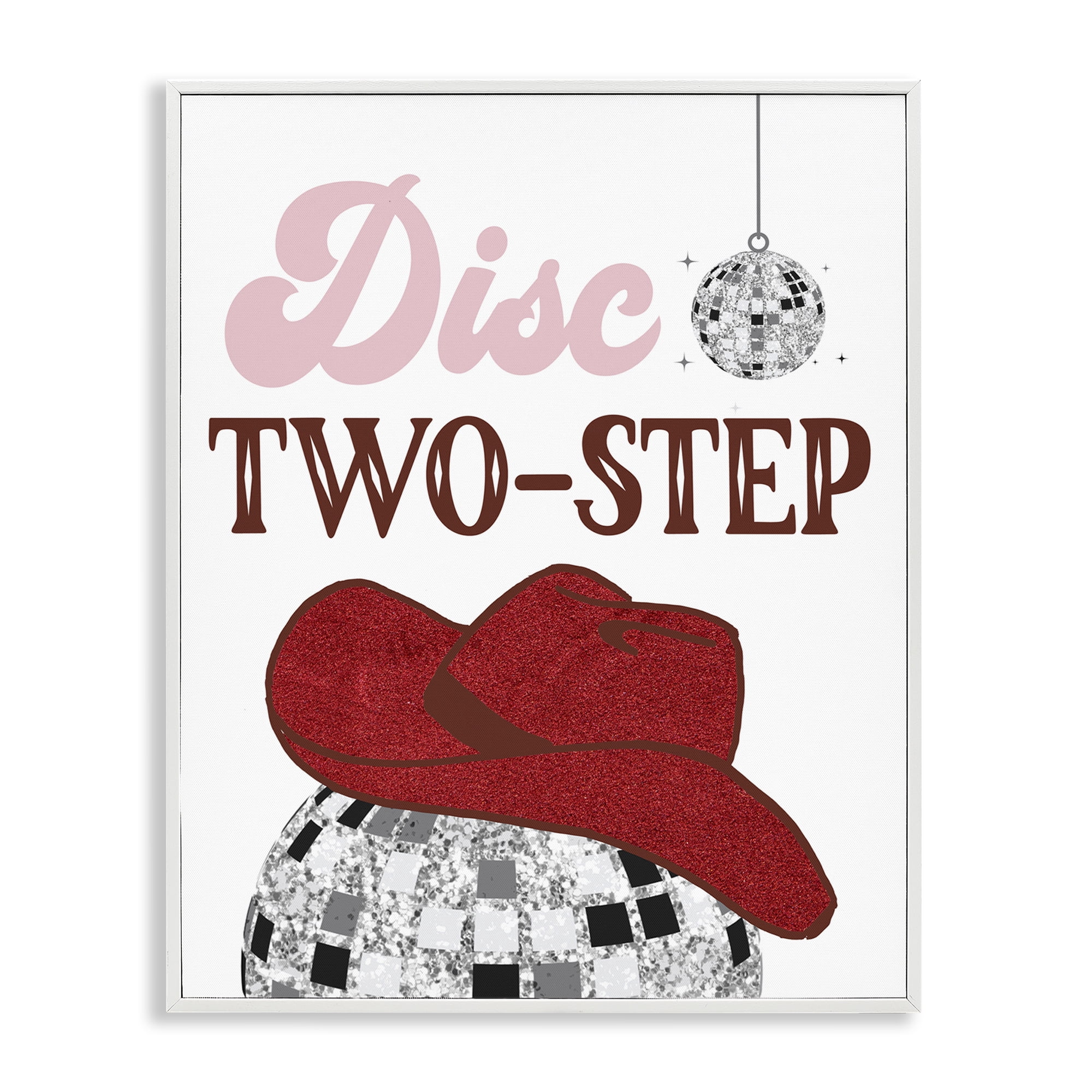 Stupell Industries Disco Two-Step Phrase Text & Numbers Painting White Framed Art Print Wall Art, 11 x 14