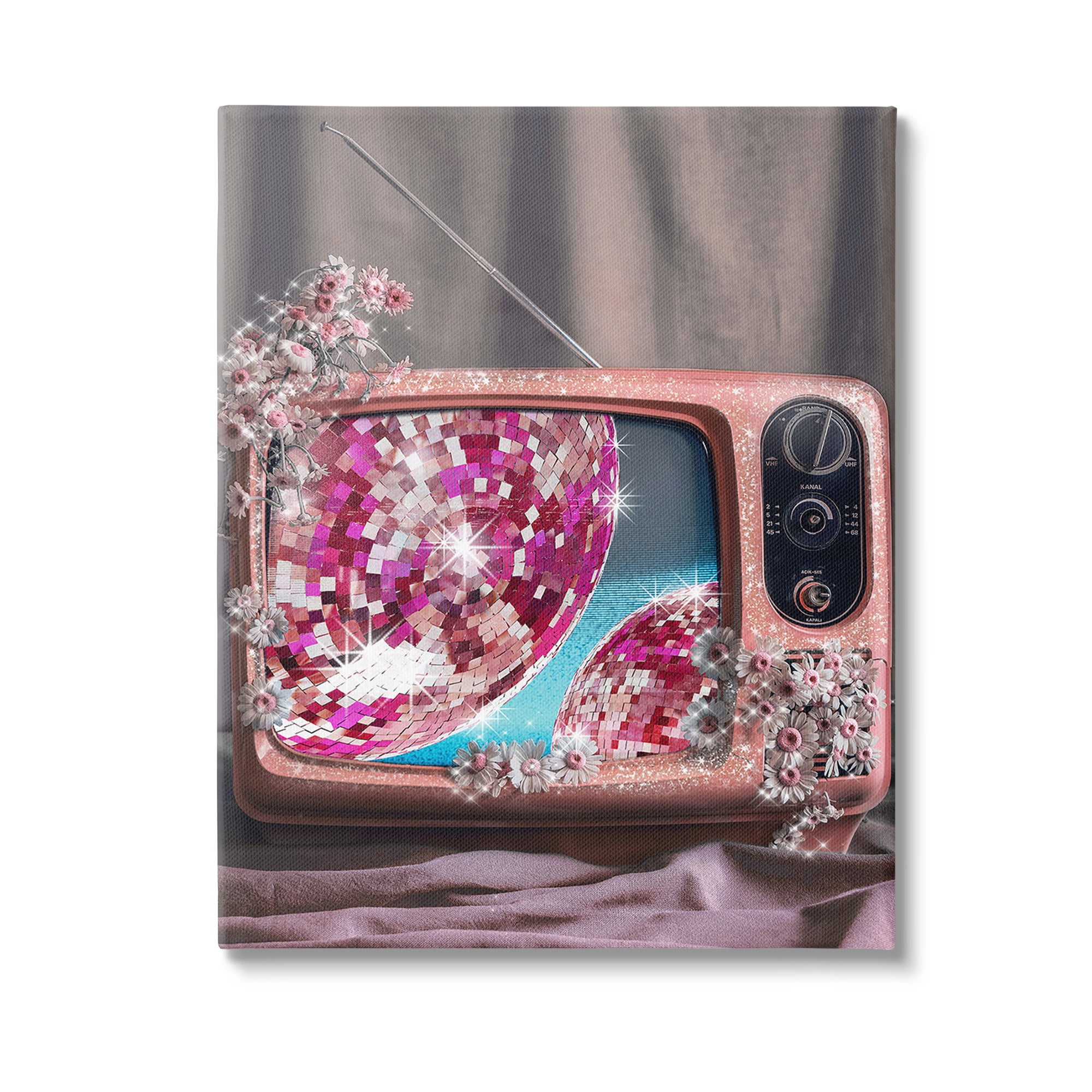 Stupell Industries Disco Vintage Television Novelty Painting Gallery Wrapped Canvas Art Print Wall Art, 30 x 40