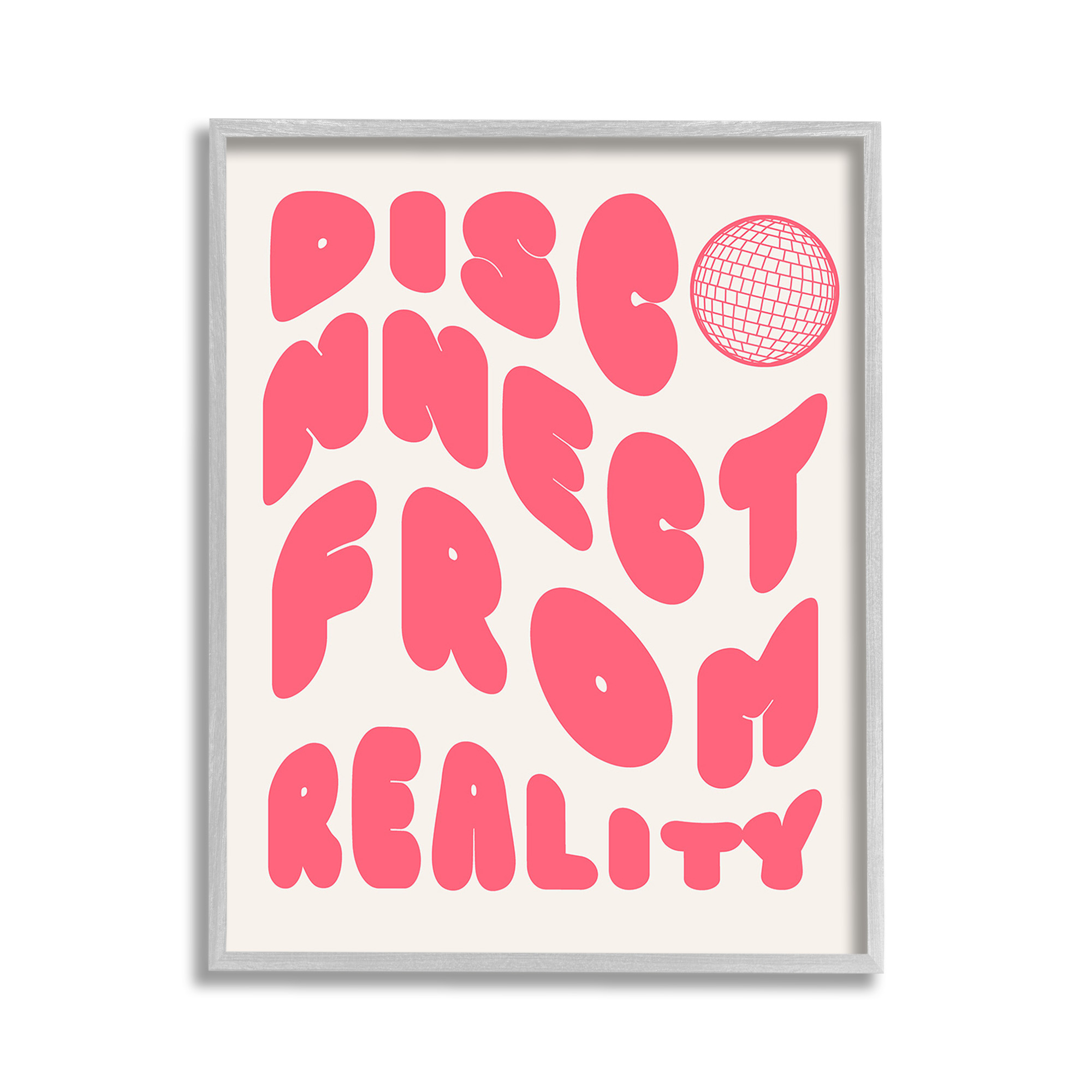 Stupell Industries Disconnect From Reality Typography Painting Gray Framed Art Print Wall Art, 11 x 14
