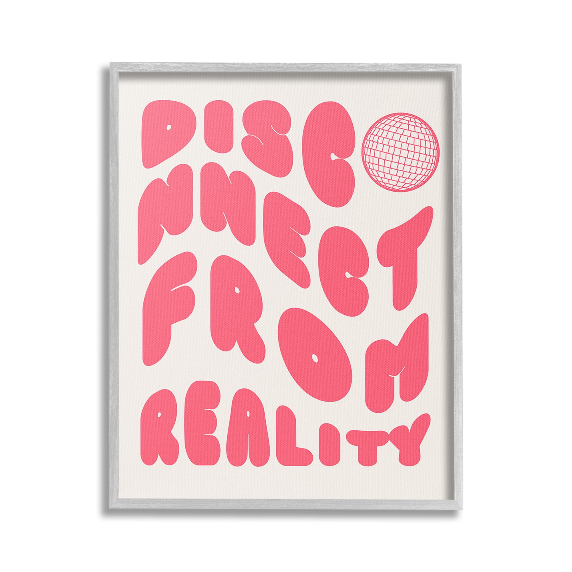 Stupell Industries Disconnect From Reality Typography Painting Gray Framed Art Print Wall Art, 16 x 20