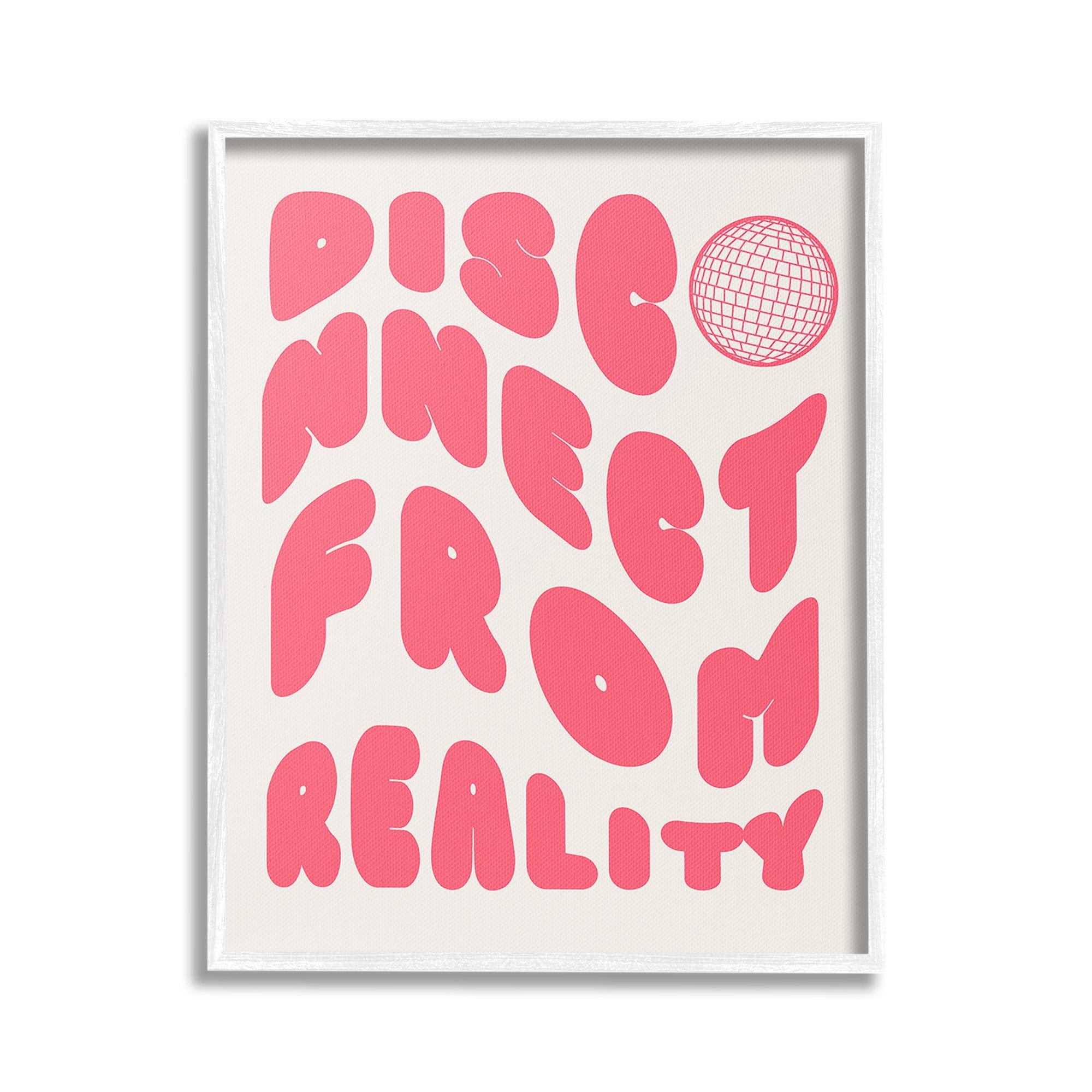 Stupell Industries Disconnect From Reality Typography Painting White Framed Art Print Wall Art, 16 x 20