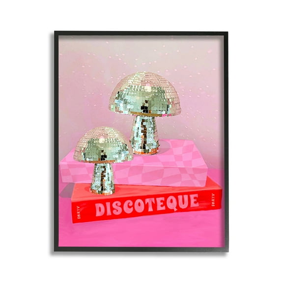 Stupell Industries Discoteque Book Stack Literature & Flim Painting Black Framed Art Print Wall Art, 11 x 14
