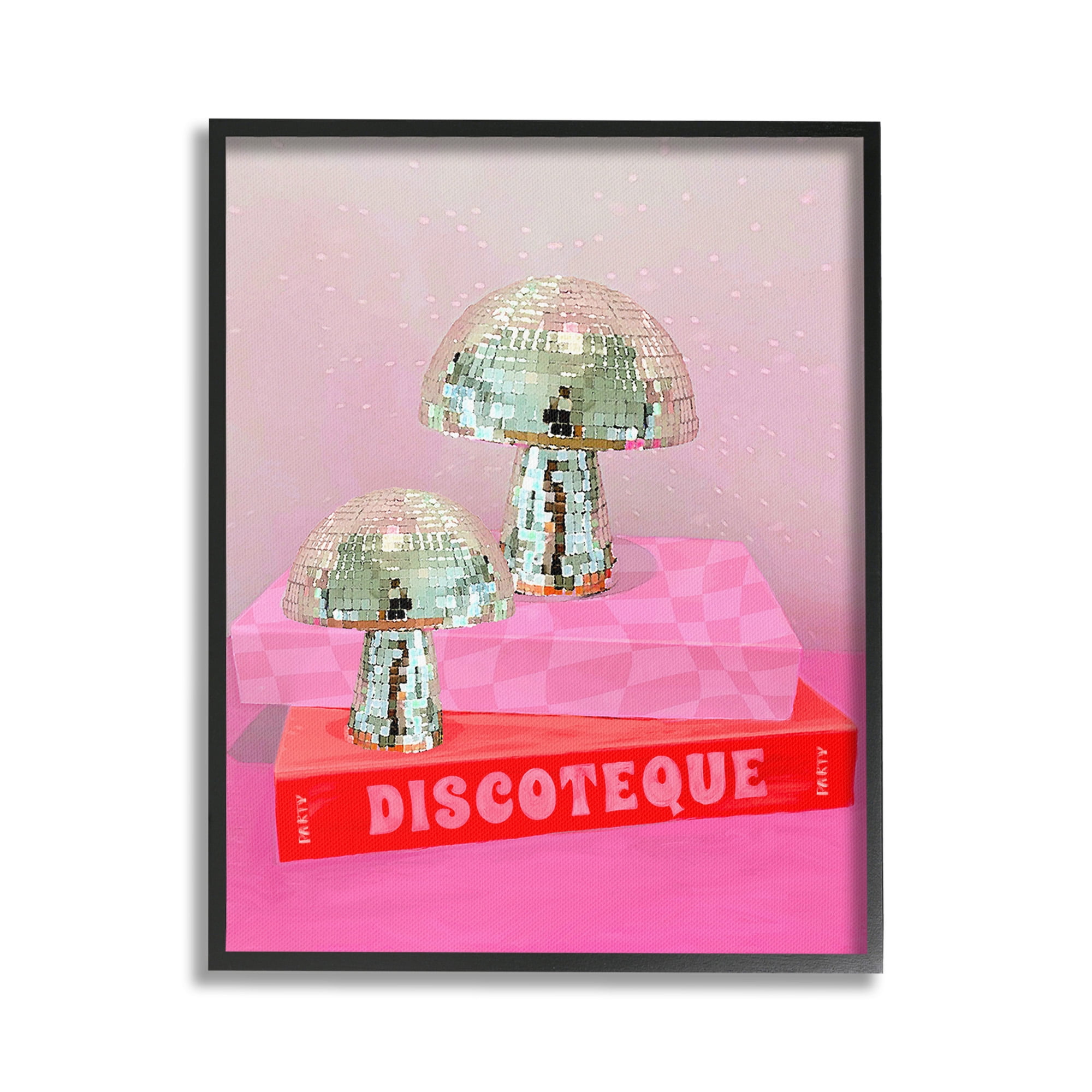 Stupell Industries Discoteque Book Stack Literature & Flim Painting Black Framed Art Print Wall Art, 24 x 30