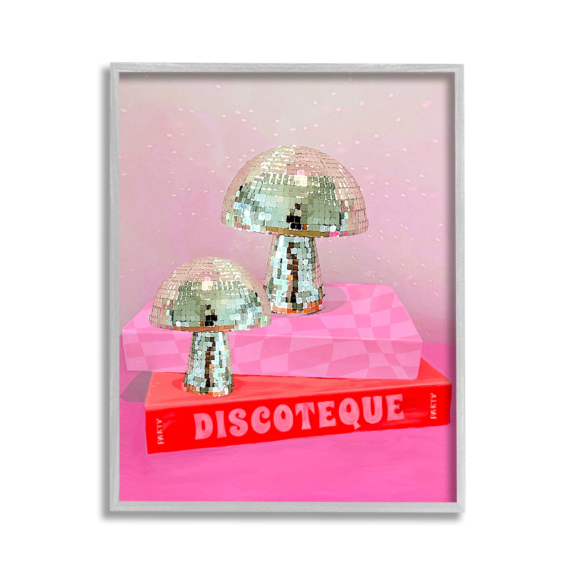 Stupell Industries Discoteque Book Stack Literature & Flim Painting Gray Framed Art Print Wall Art, 11 x 14