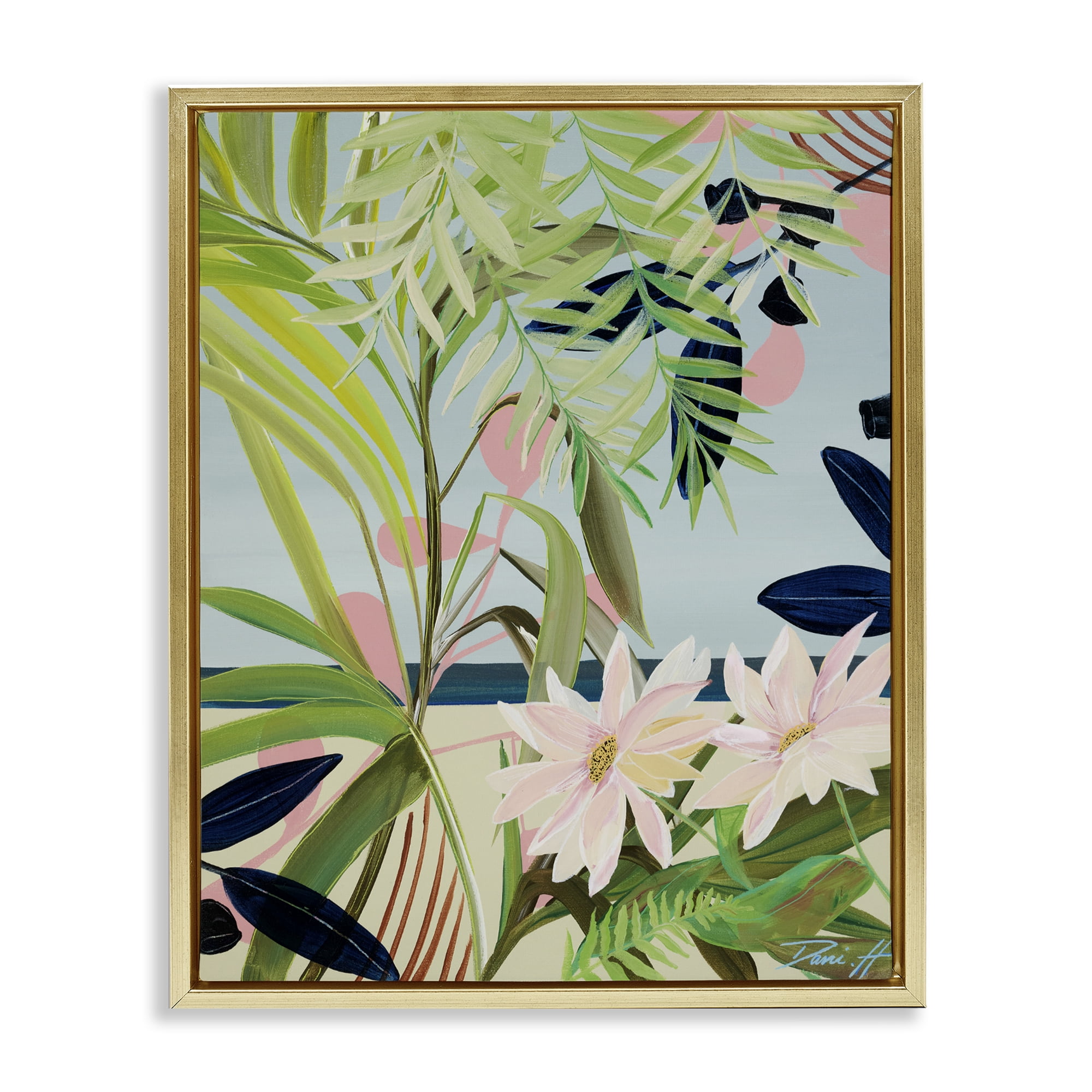 Stupell Industries Discovery of Lush Plants Gold Framed Floater Canvas Wall Art, design by Dani Heyward
