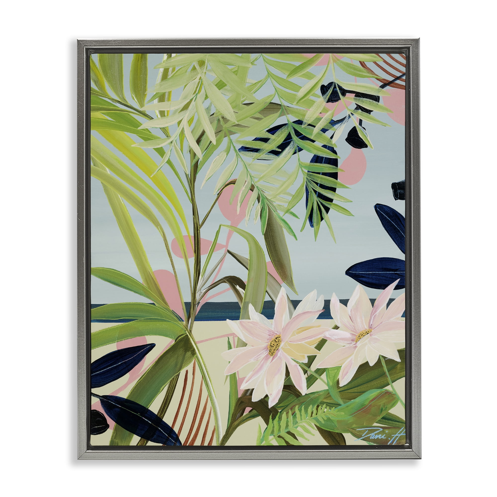 Stupell Industries Discovery of Lush Plants Gray Framed Floater Canvas Wall Art, design by Dani Heyward