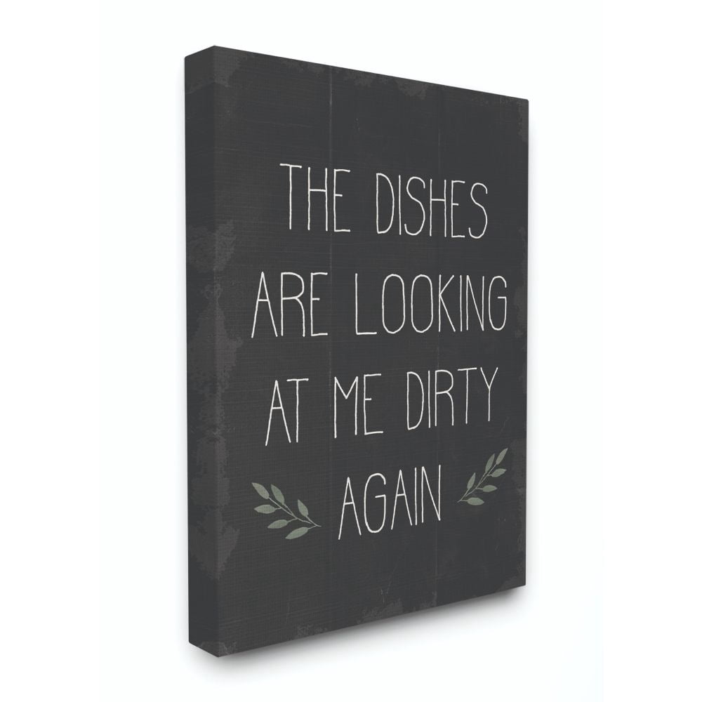 Stupell Industries Dishes Looking Dirty Funny Family Kitchen Word Design Canvas Wall Art by Daphne Polselli
