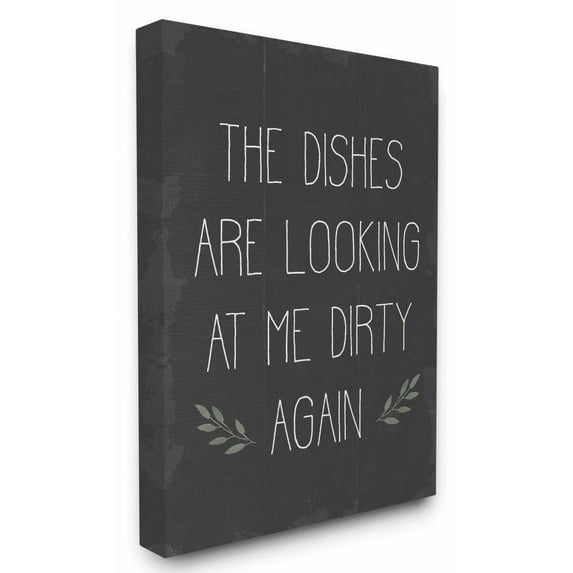 Stupell Industries Dishes Looking Dirty Funny Family Kitchen Word Design Canvas Wall Art by Daphne Polselli