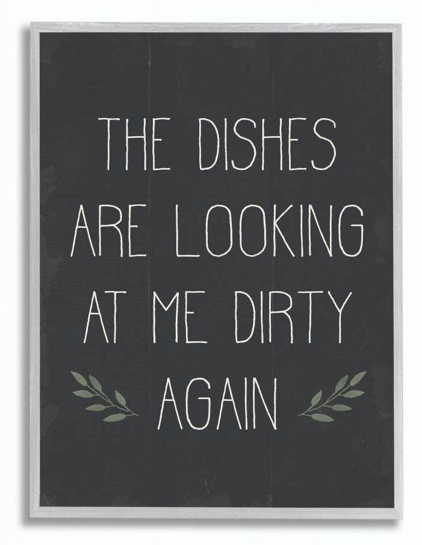 Stupell Industries Dishes Looking Dirty Funny Family Kitchen Word Design Framed Wall Art by Daphne Polselli