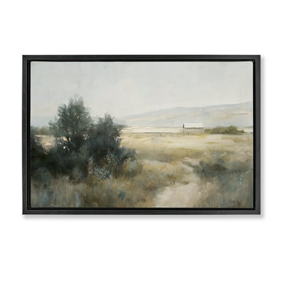 Stupell Industries Distant Barn Country Expanse Black Framed Floater Canvas Wall Art design by Nina Blue, 21 x 31