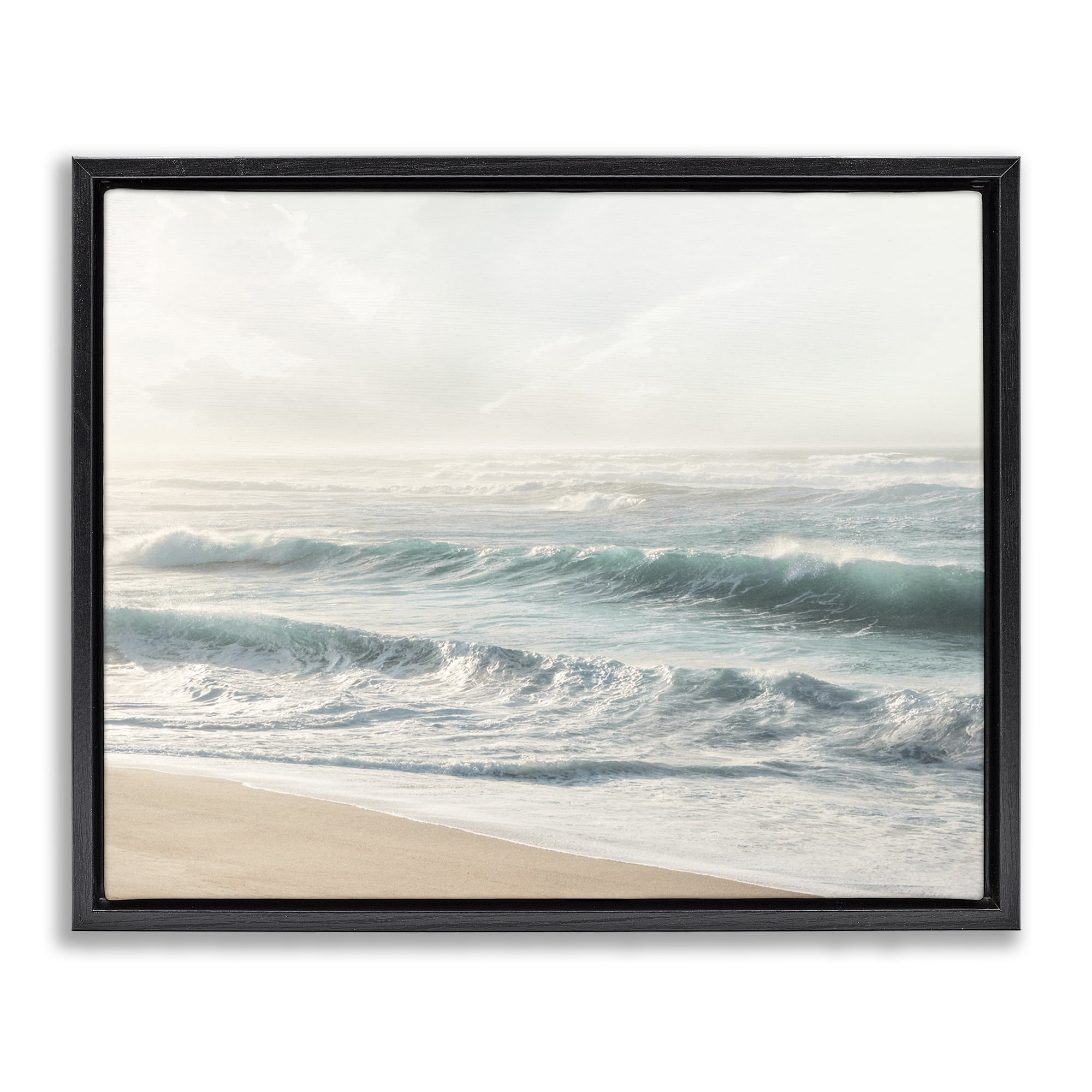 Stupell Industries Distant Beach View Landscape Photography Black Floater Framed Canvas Art Print Wall Art, 31 x 25