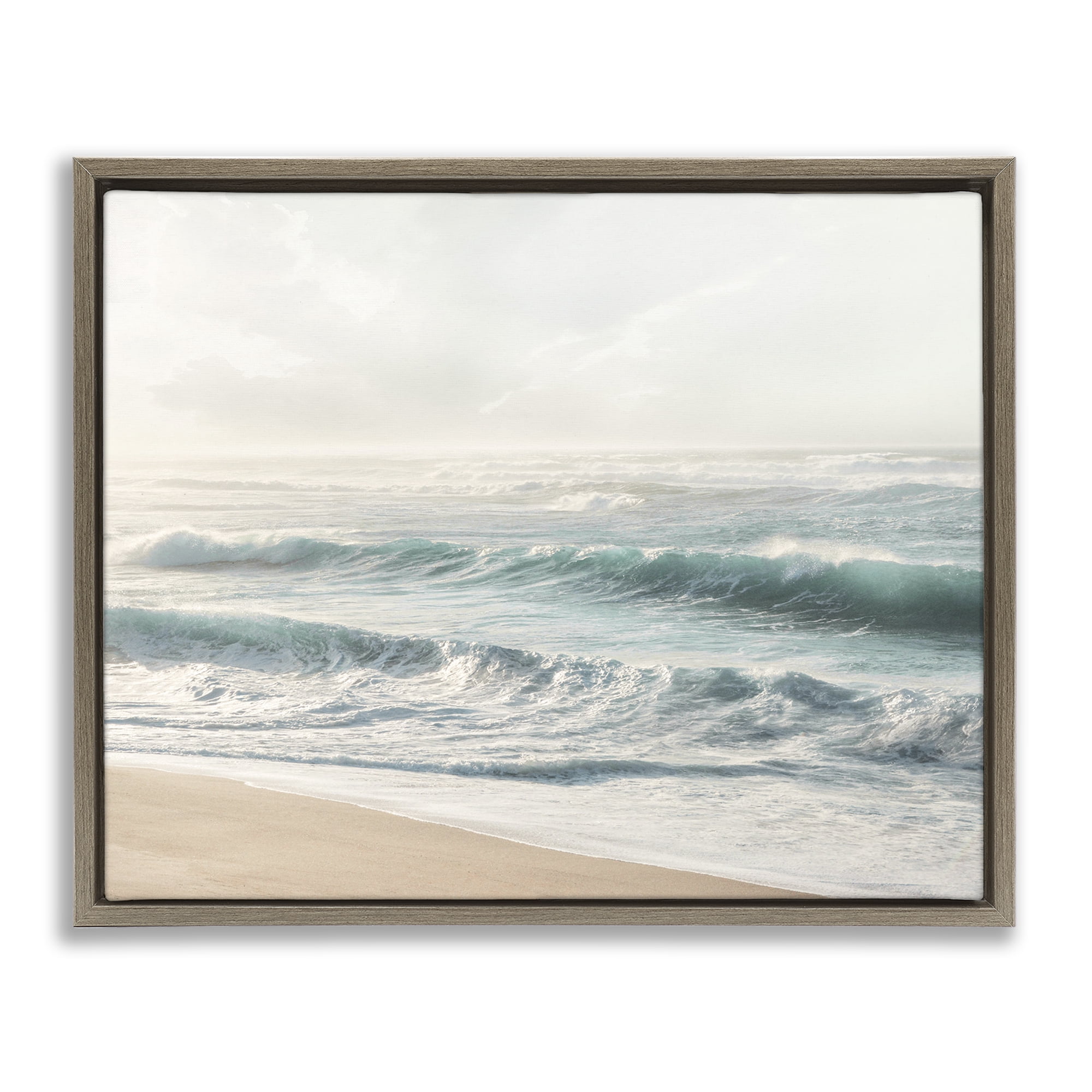 Stupell Industries Distant Beach View Landscape Photography Brown Floater Framed Canvas Art Print Wall Art, 31 x 25