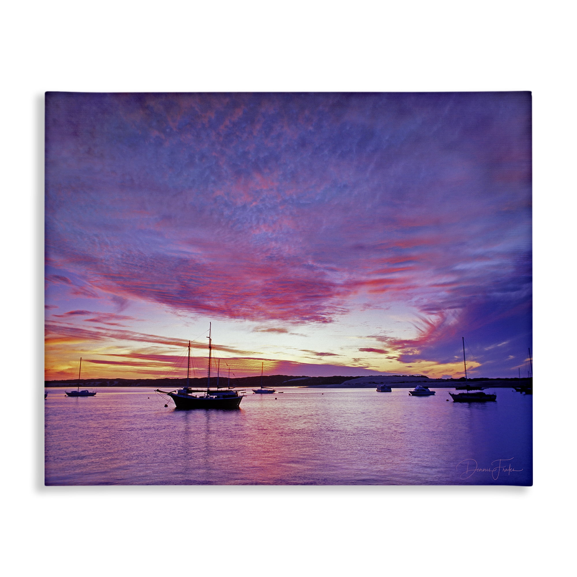 Stupell Industries Distant Boats at Sunset Transportation Photography Wrapped Canvas Art Print Wall Art, 30 x 24