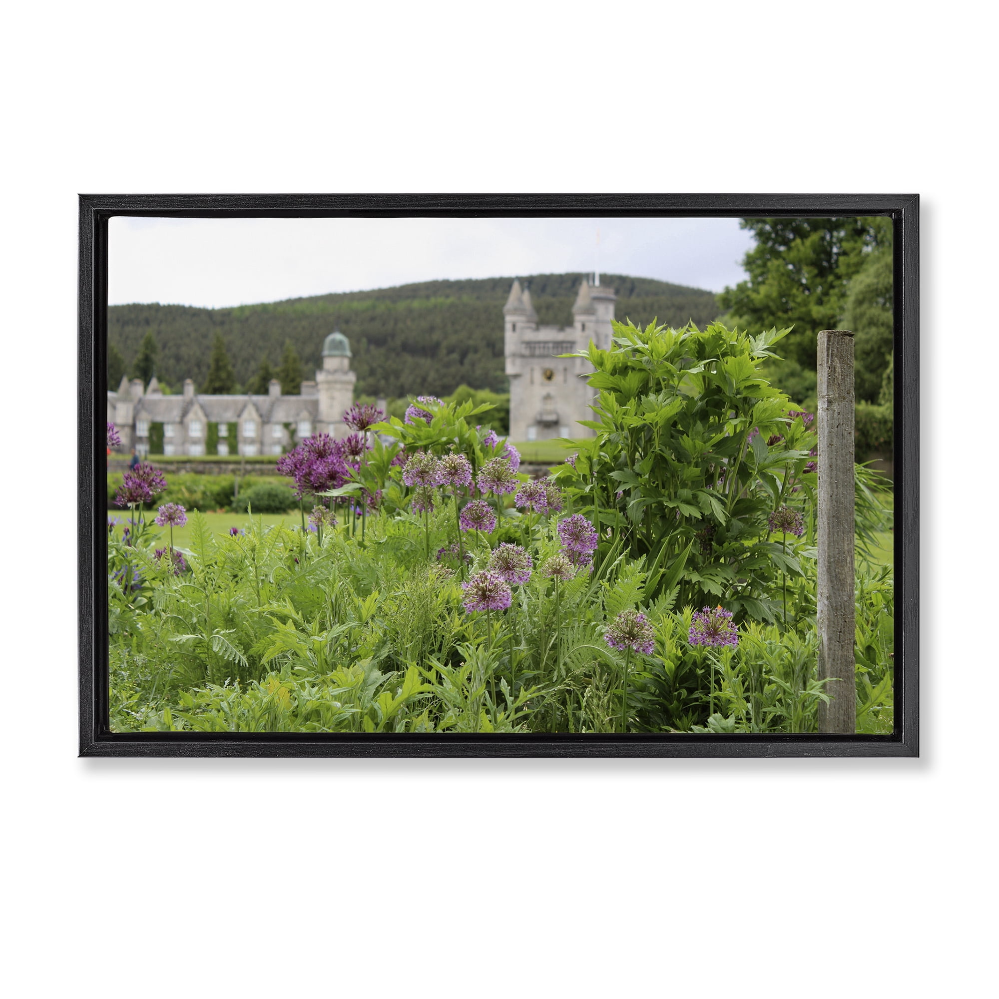 Stupell Industries Distant Castle View Landscape & Nature Photography Black Floater Framed Canvas Art Print Wall Art, 31 x 21
