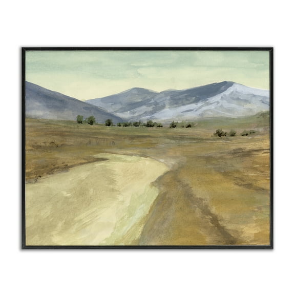 Stupell Industries Distant Desert Mountains Landscape & Nature Painting Black Framed Art Print Wall Art, 14 x 11