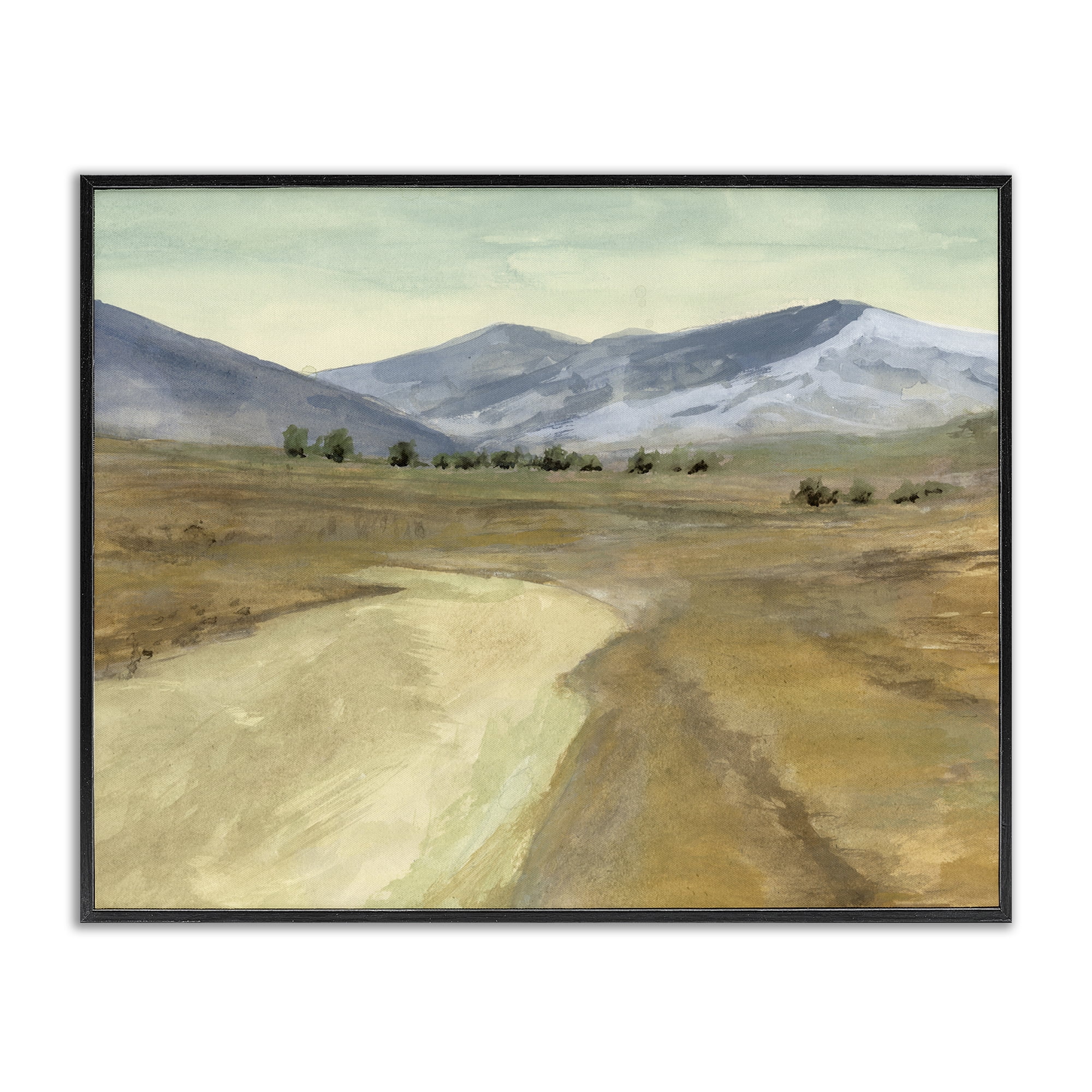 Stupell Industries Distant Desert Mountains Landscape & Nature Painting Black Framed Art Print Wall Art, 30 x 24