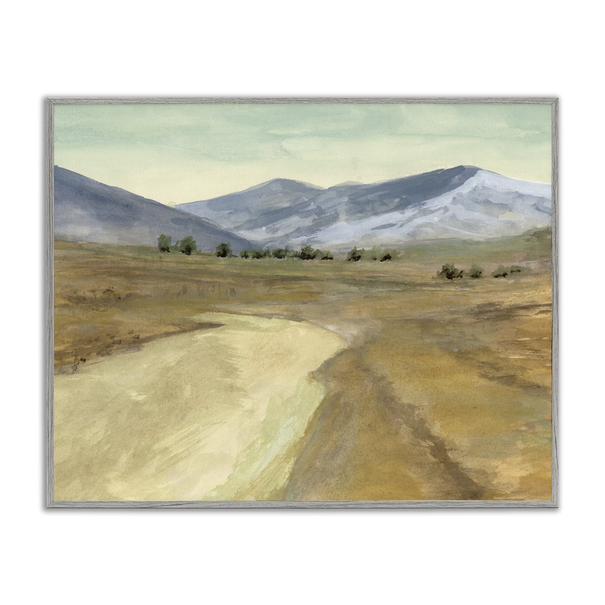 Stupell Industries Distant Desert Mountains Landscape & Nature Painting Gray Framed Art Print Wall Art, 20 x 16