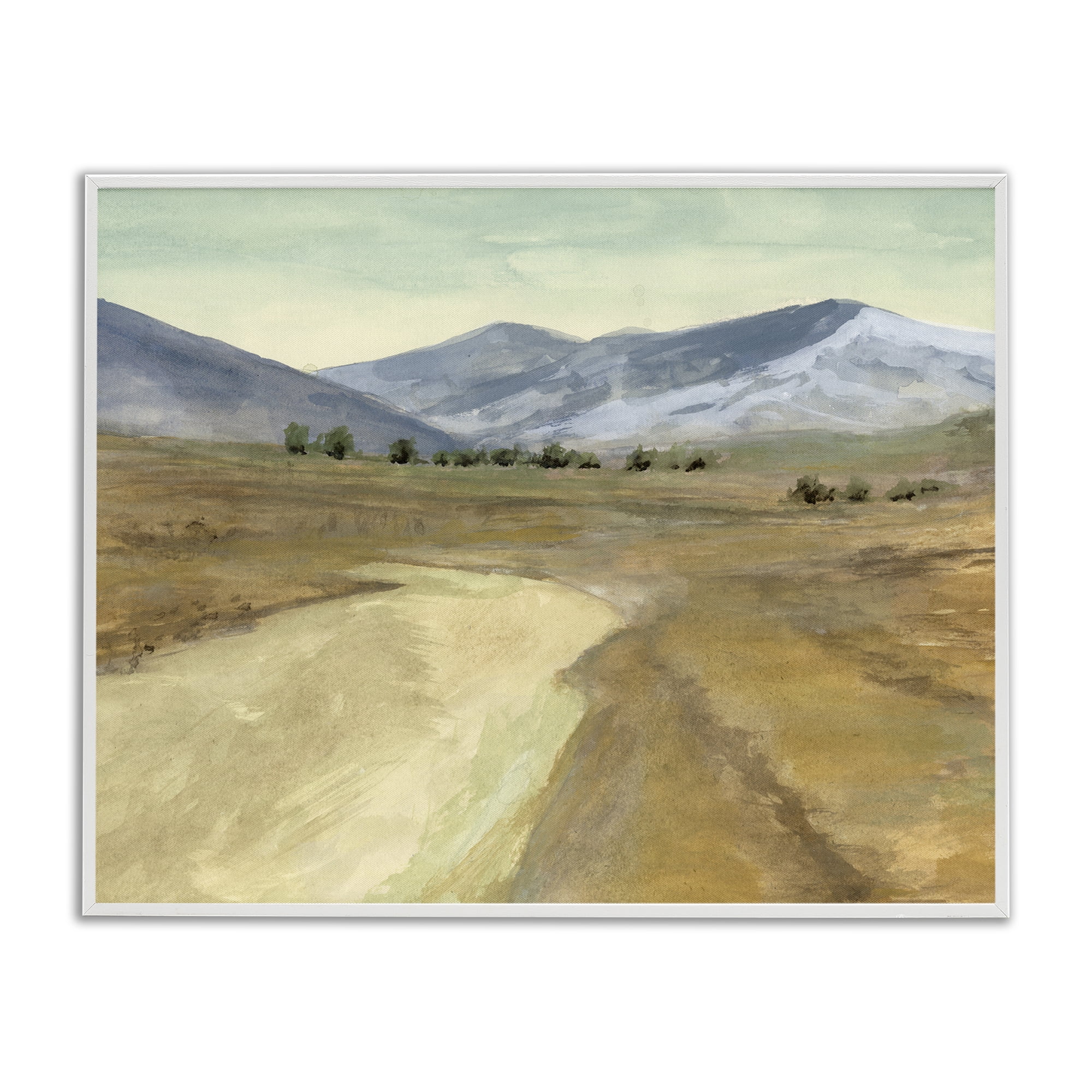 Stupell Industries Distant Desert Mountains Landscape & Nature Painting White Framed Art Print Wall Art, 20 x 16