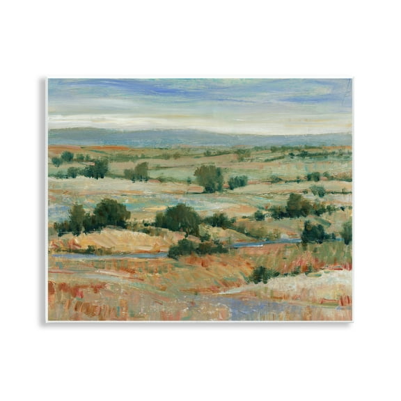 Stupell Industries Distant Farmland View Landscape & Nature Painting Unframed Art Print Wall Art, 14 x 11