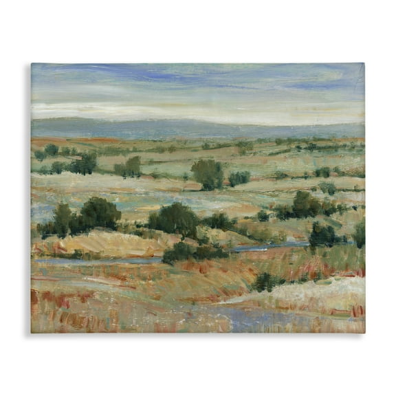 Stupell Industries Distant Farmland View Landscape & Nature Painting Wrapped Canvas Art Print Wall Art, 20 x 16