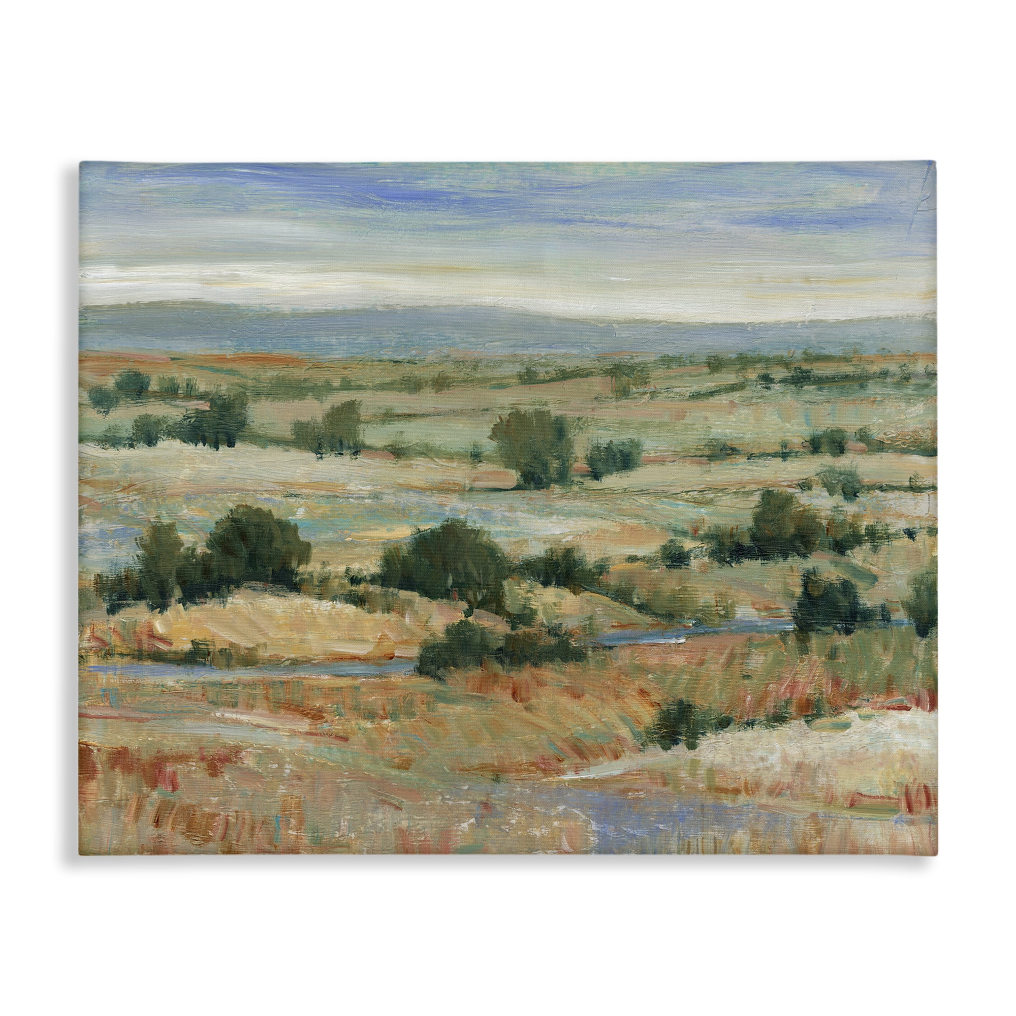 Stupell Industries Distant Farmland View Landscape & Nature Painting Wrapped Canvas Art Print Wall Art, 48 x 36