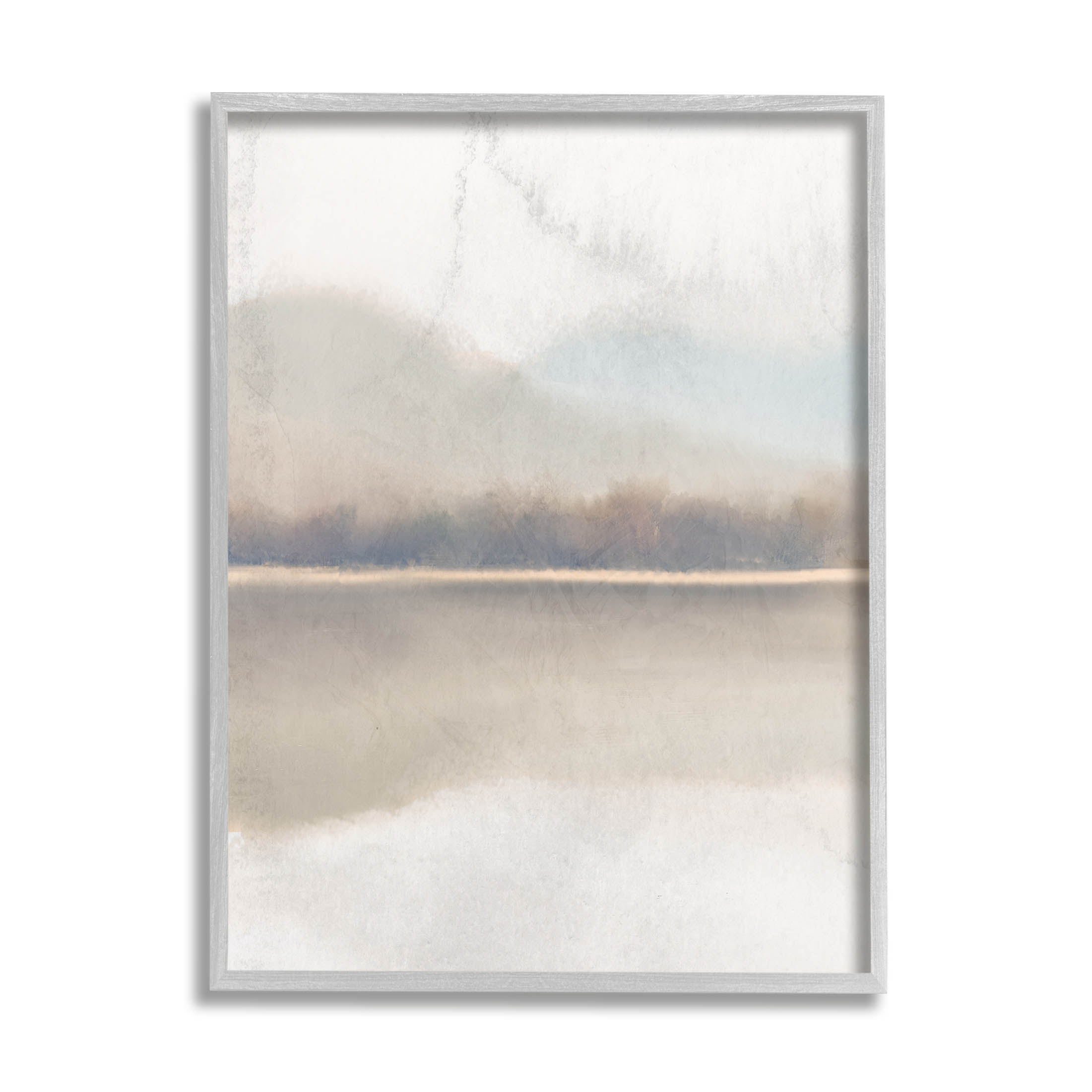 Stupell Industries Distant Foggy Land Lake Scenery Graphic Art Gray Framed Art Print Wall Art, Design by Kim Allen