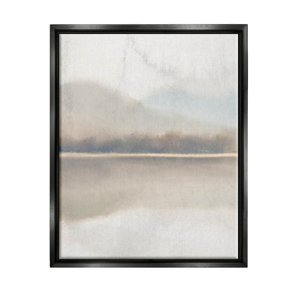 Stupell Industries Distant Foggy Land Lake Scenery Graphic Art Jet Black Floating Framed Canvas Print Wall Art, Design by Kim Allen