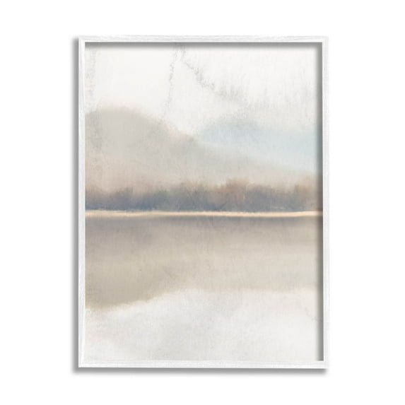 Stupell Industries Distant Foggy Land Lake Scenery Graphic Art White Framed Art Print Wall Art, Design by Kim Allen