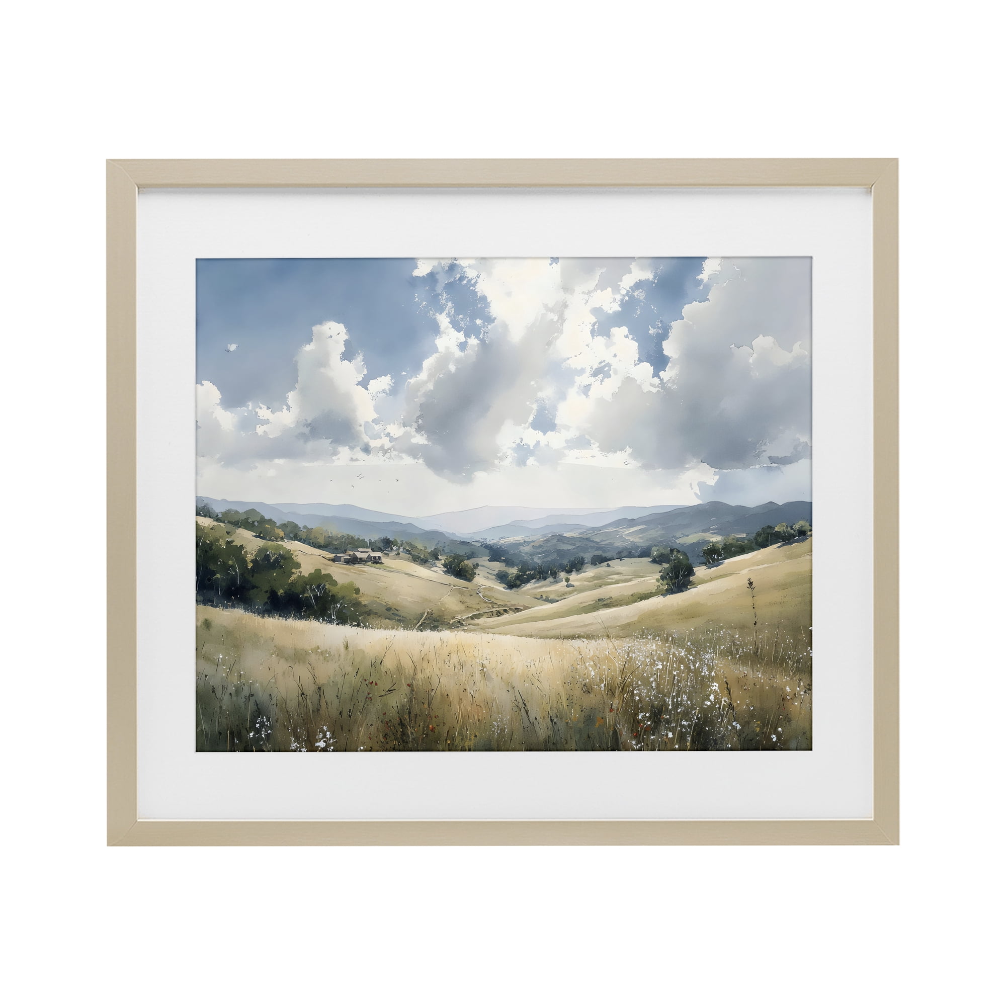 Stupell Industries Distant Hill House in Meadow Birch Framed Print Under Glass, design by Franklyn Gregory